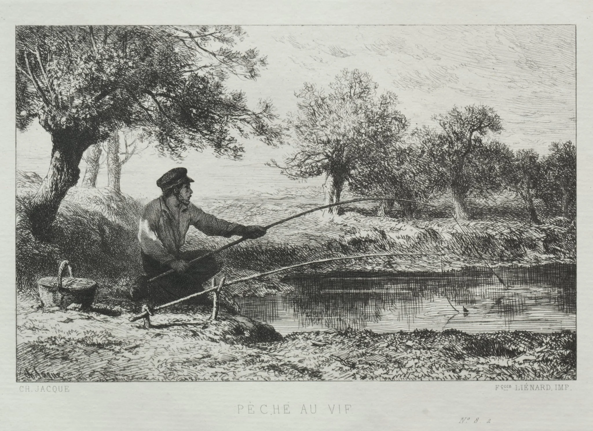 Fishing, by Charles Jacque, 1864
