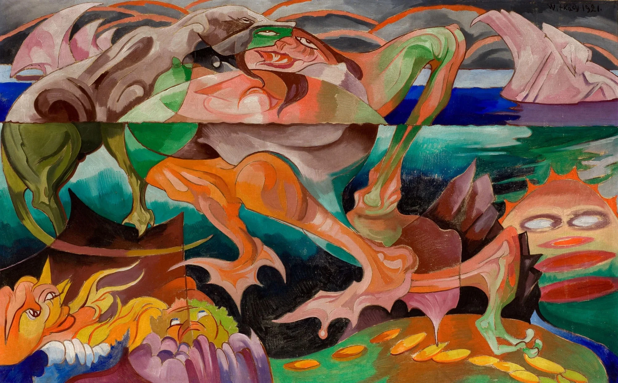Spirits of drowned women, by Stanisław Ignacy Witkiewicz, tempera, 1921