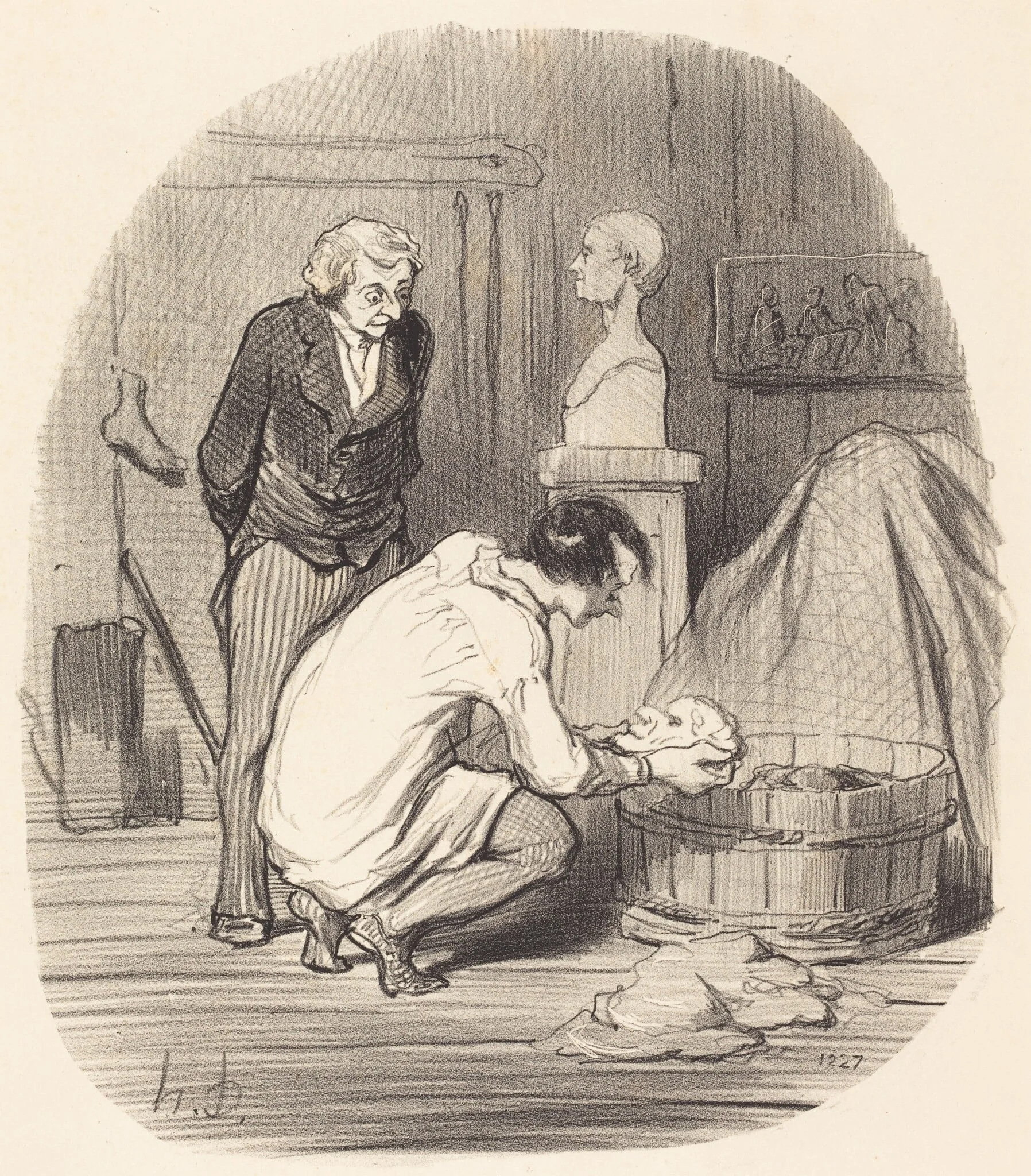 L'Artiste - Voila qui est terminé!..., by Honoré Daumier, ink, 1852