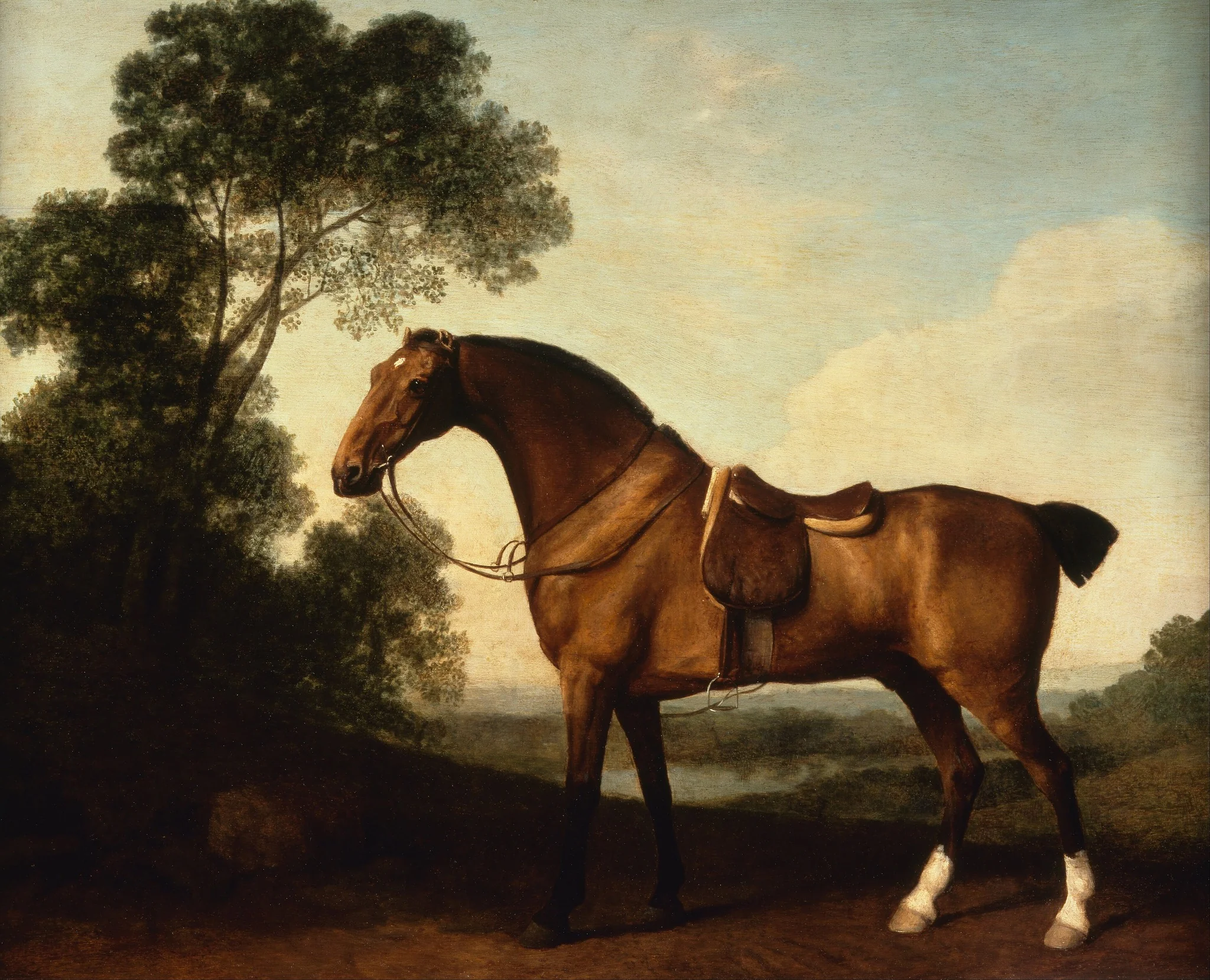 A Saddled Bay Hunter, by George Stubbs, oil, 1794