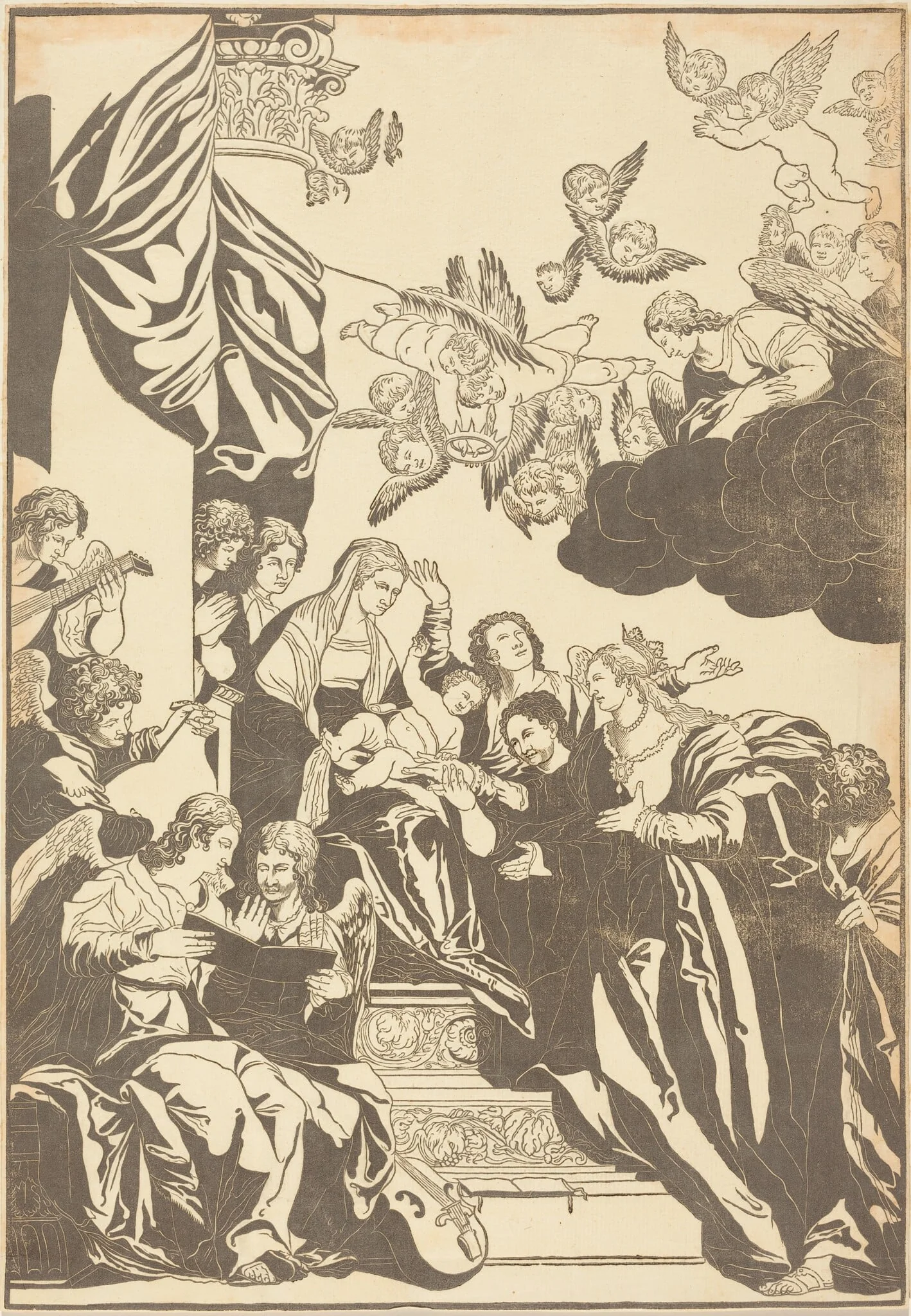 The Mystic Marriage of Saint Catherine, by John Baptist Jackson, ink, 1740