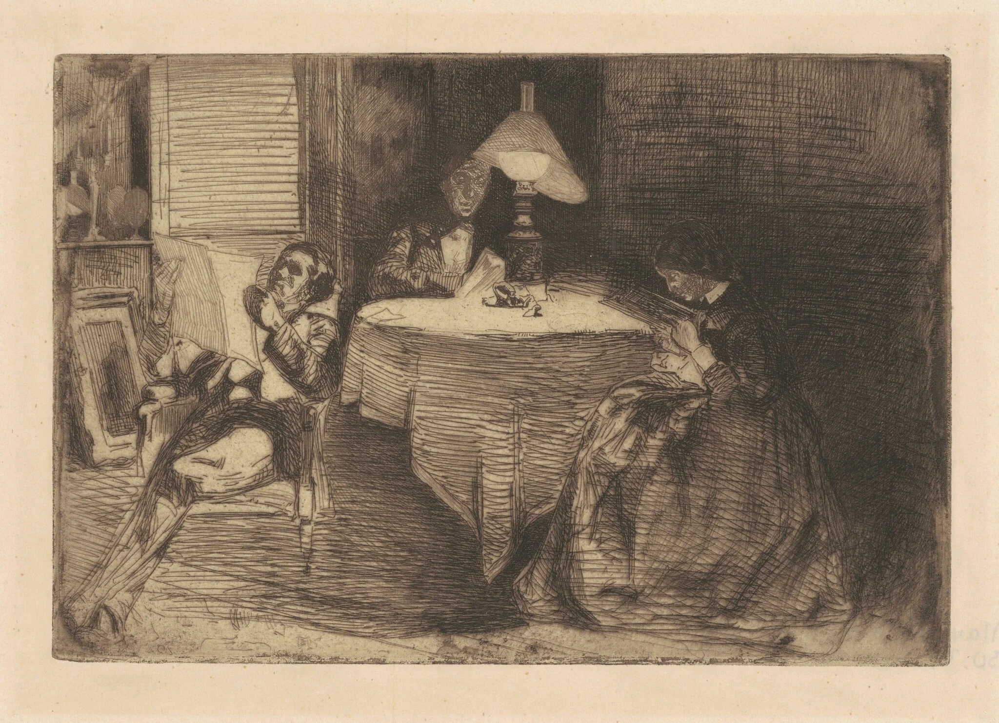 The Music Room, by James McNeill Whistler, ink, 1859