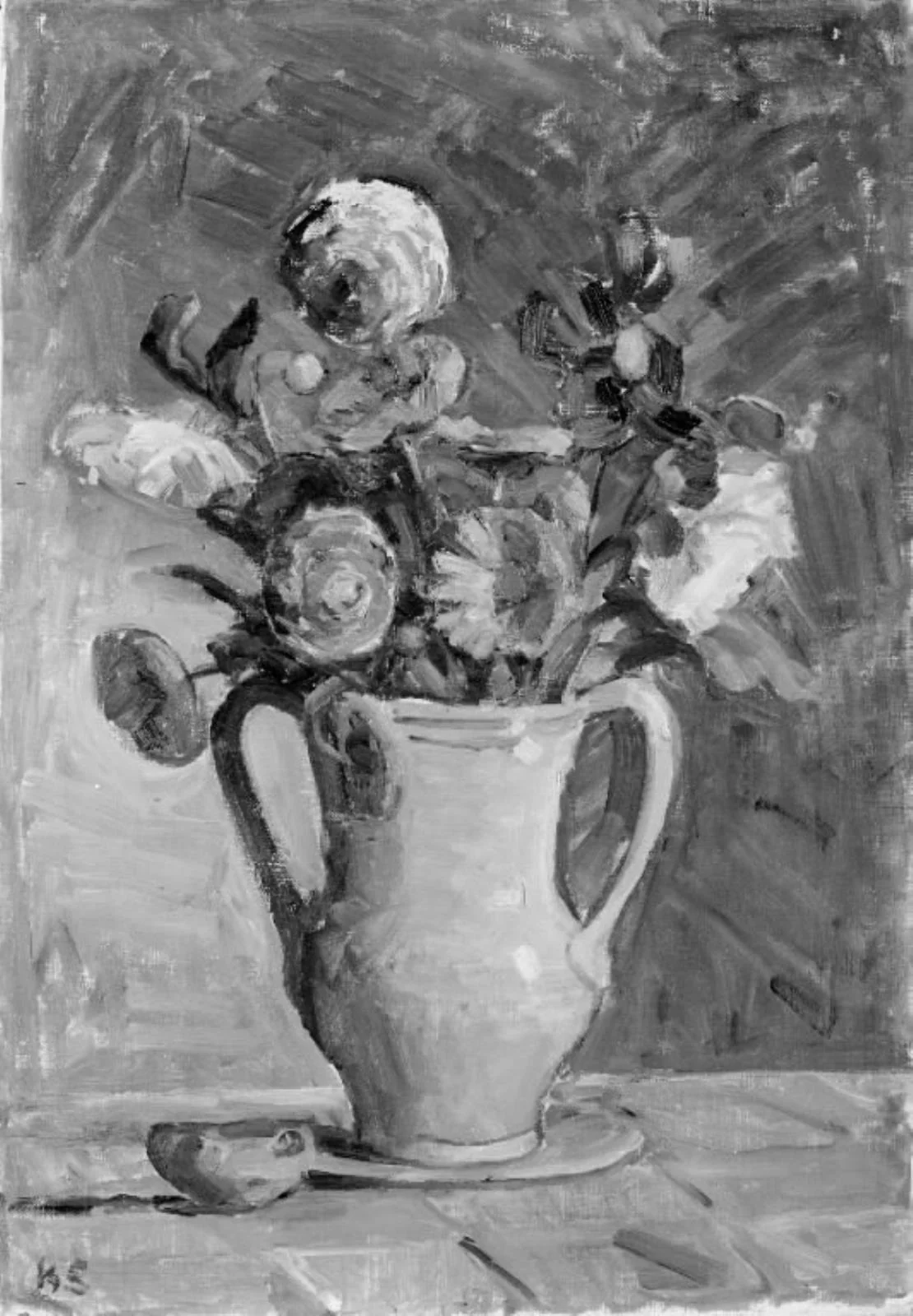 Blomster i en vase, by Karl Schou, oil, 1926