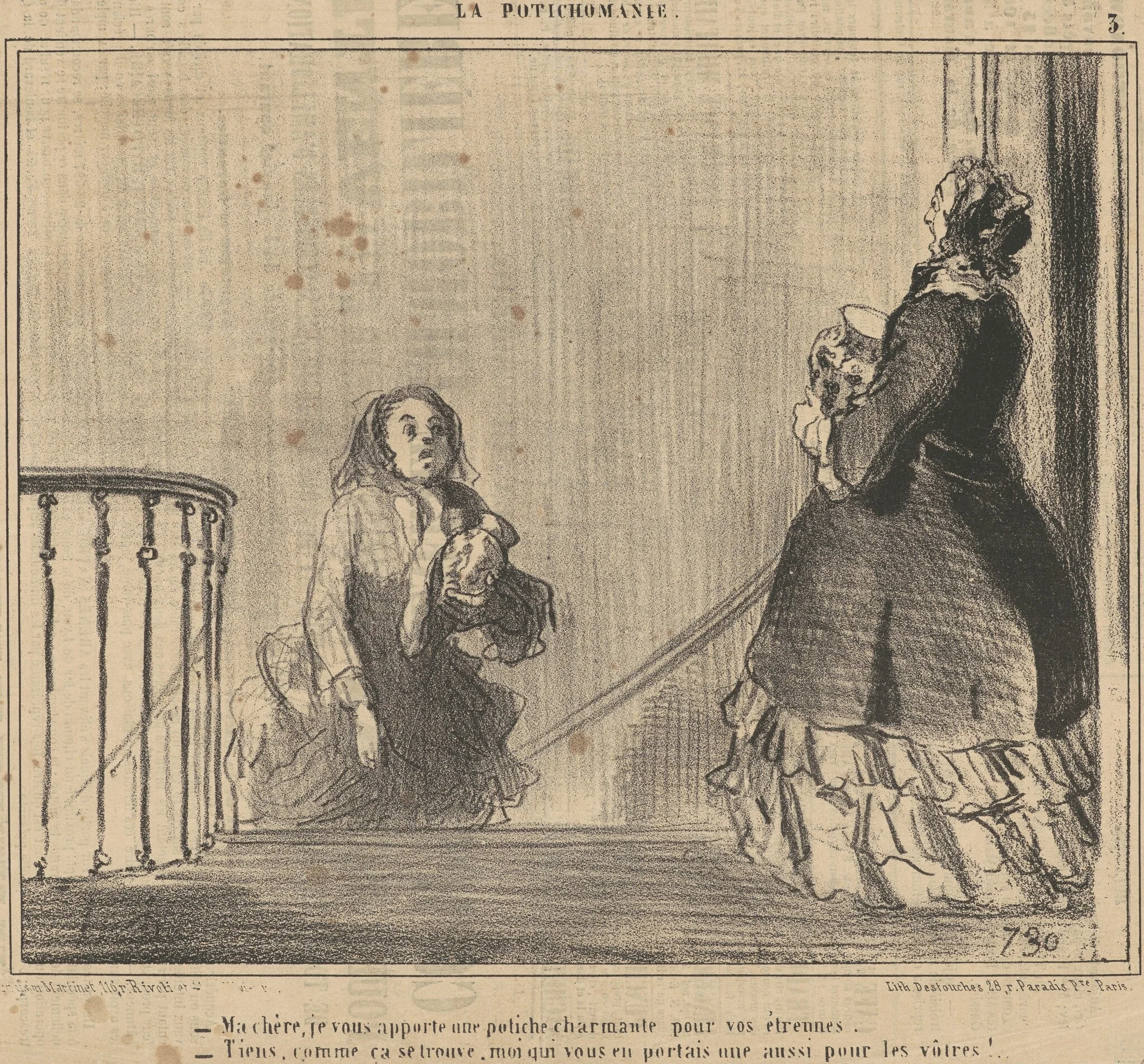 Ma chére, je vous apporte une potiche ..., by Honoré Daumier, ink, 1855