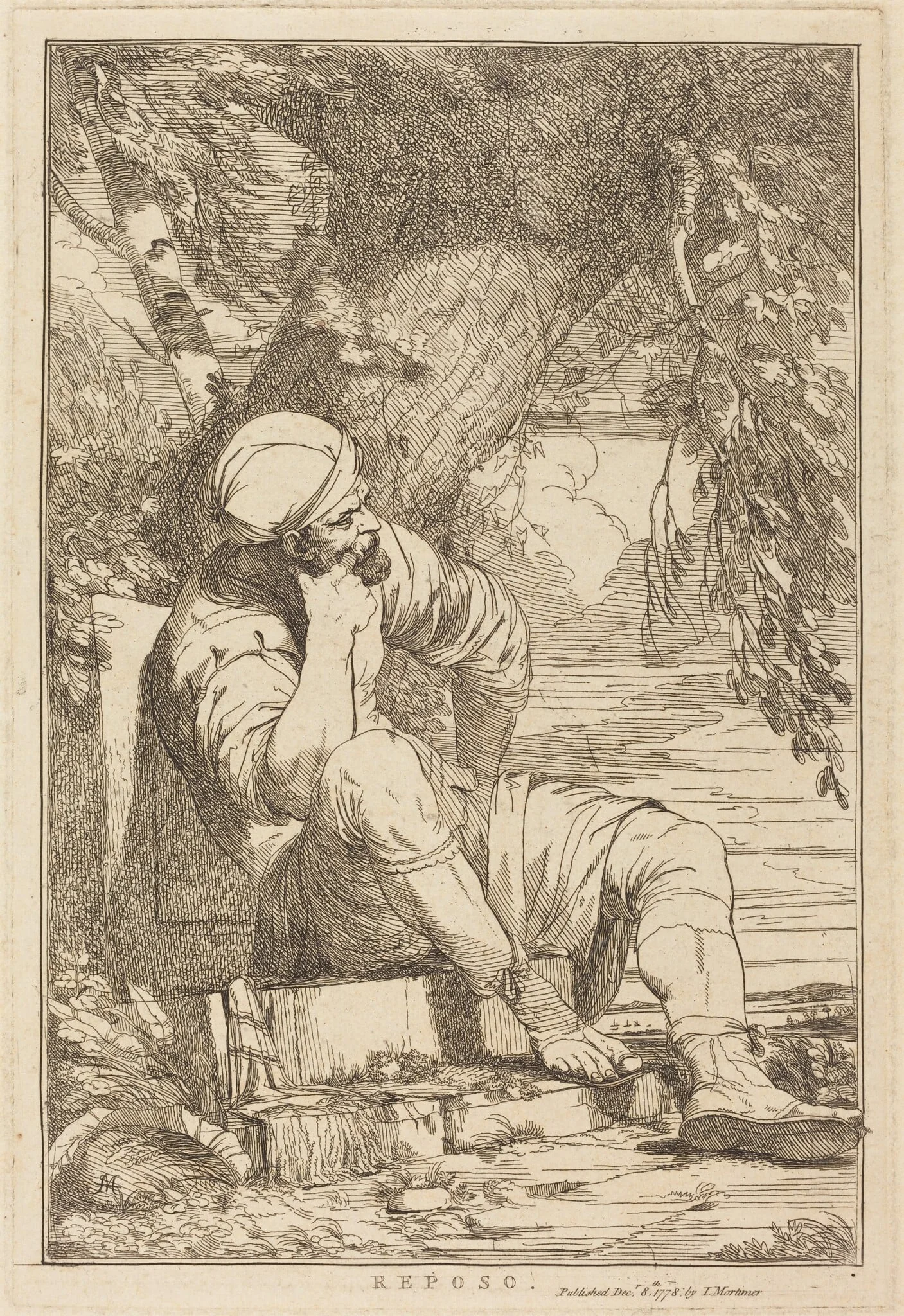 Reposo, by John Hamilton Mortimer, ink, 1778