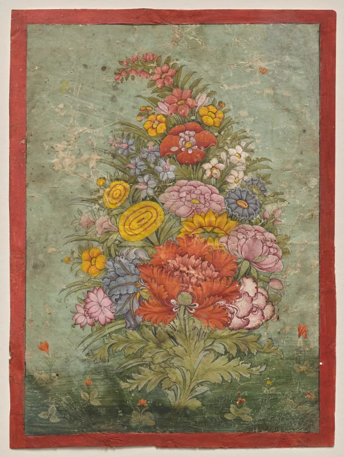 Still Life: Bouquet of Flowers Emerging from the Grass, by Unknown, unspecified, 1750