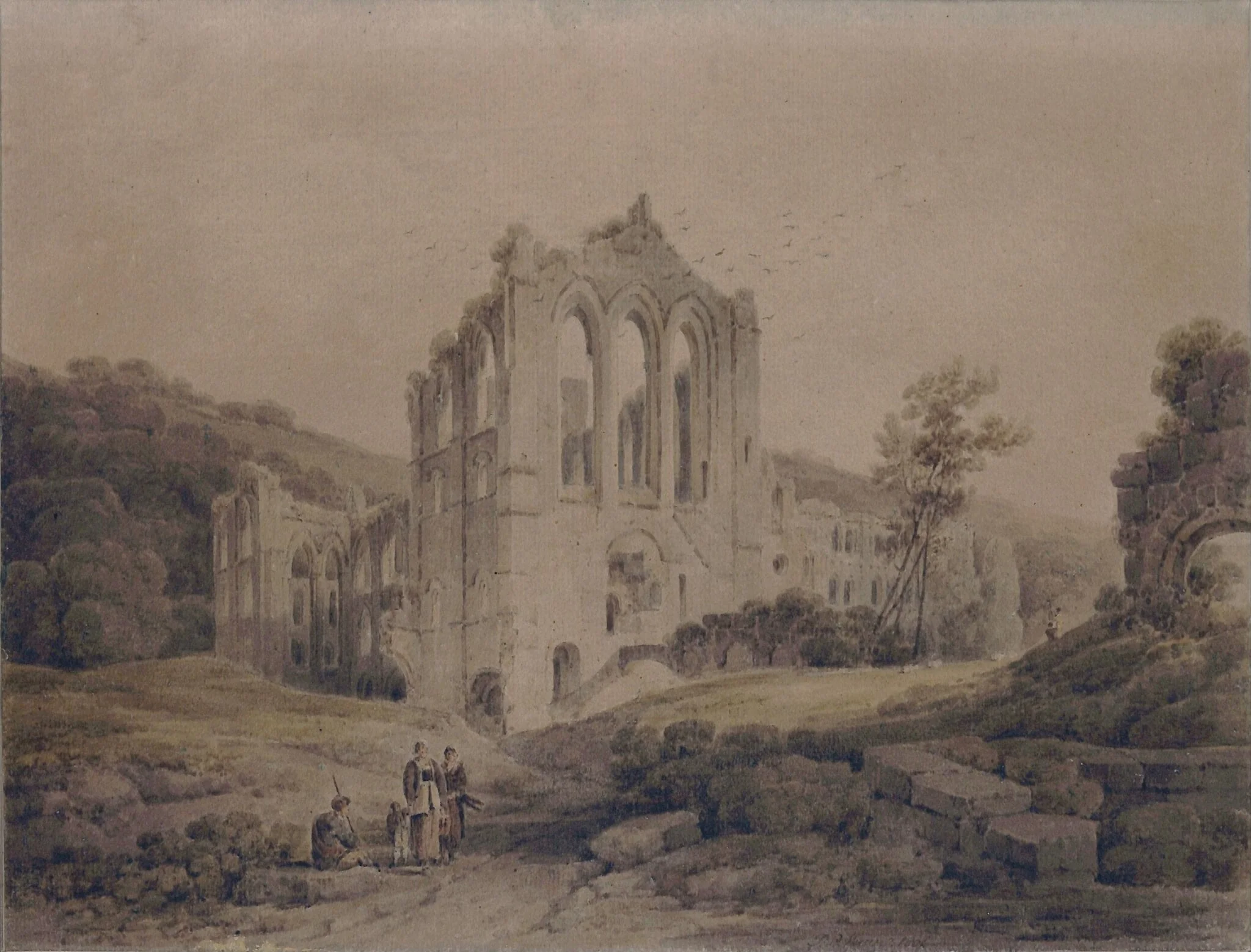Rievaulx Abbey, Yorkshire, by Paul Sandby Munn, watercolor, 1806