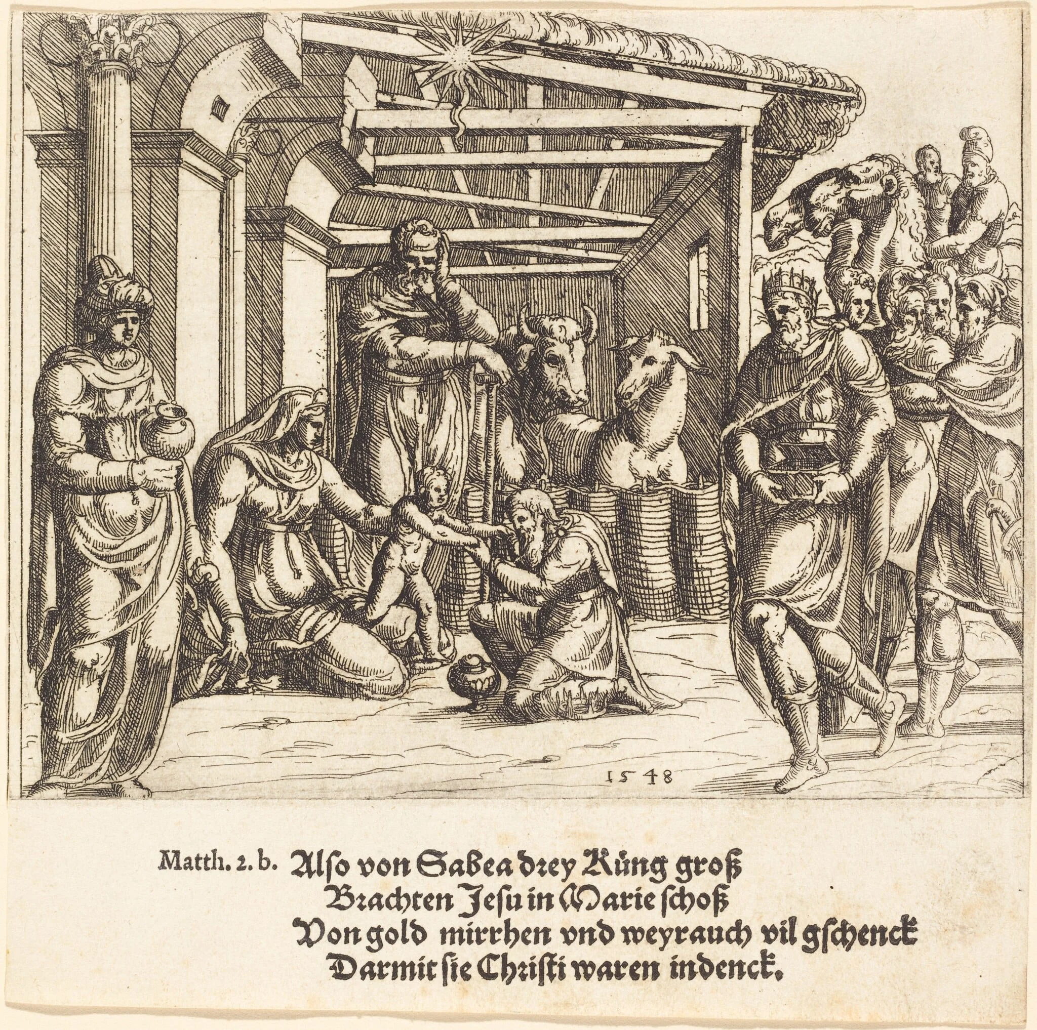 The Adoration of the Magi, by Augustin Hirschvogel, ink, 1548
