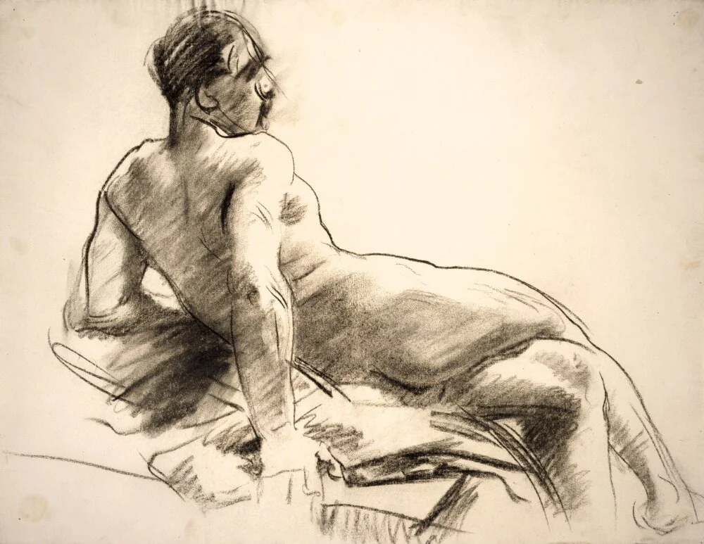 Reclining Male Nude Seen from Behind