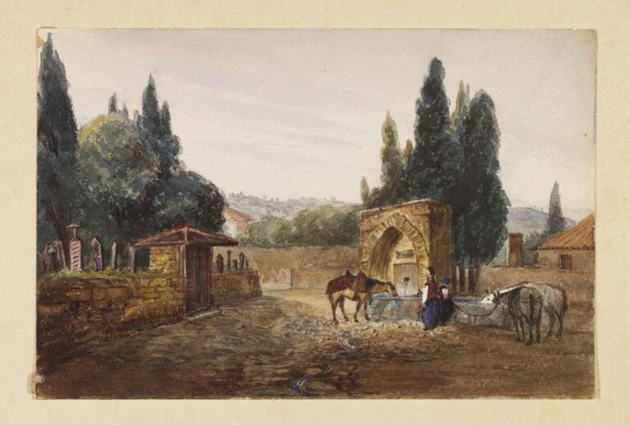 Scene at a Fountain outside a cemetery, probably Smyrna