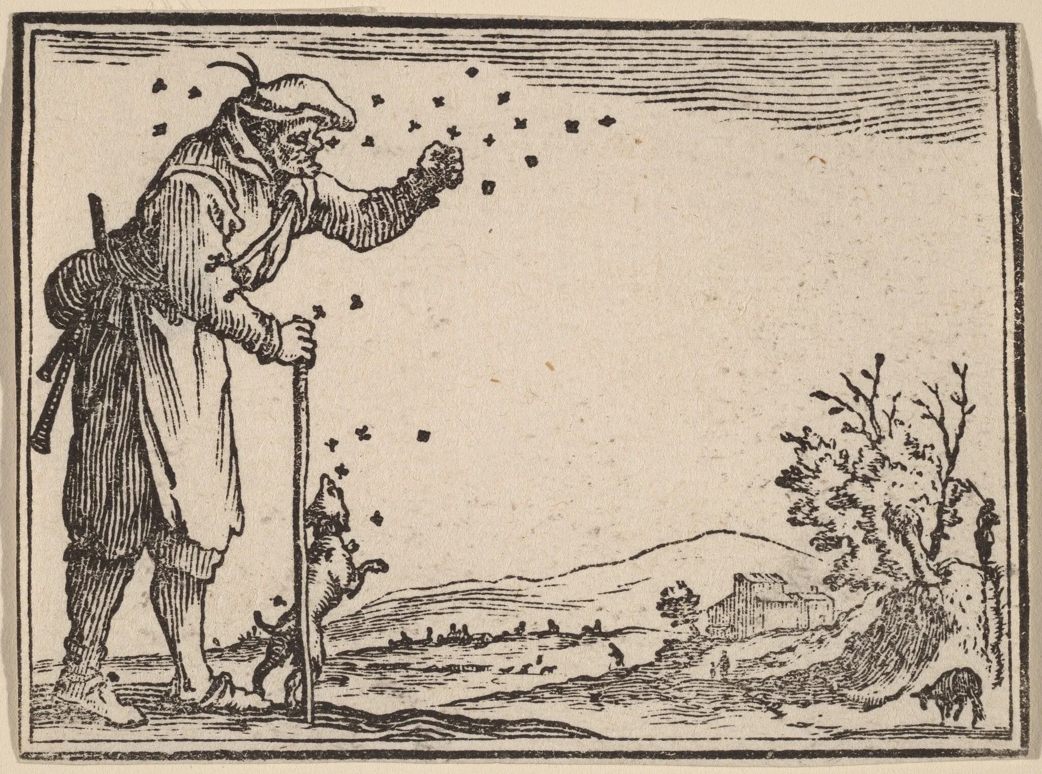 Peasant Attacked by Bees, by Edouard Eckman, ink, 1621