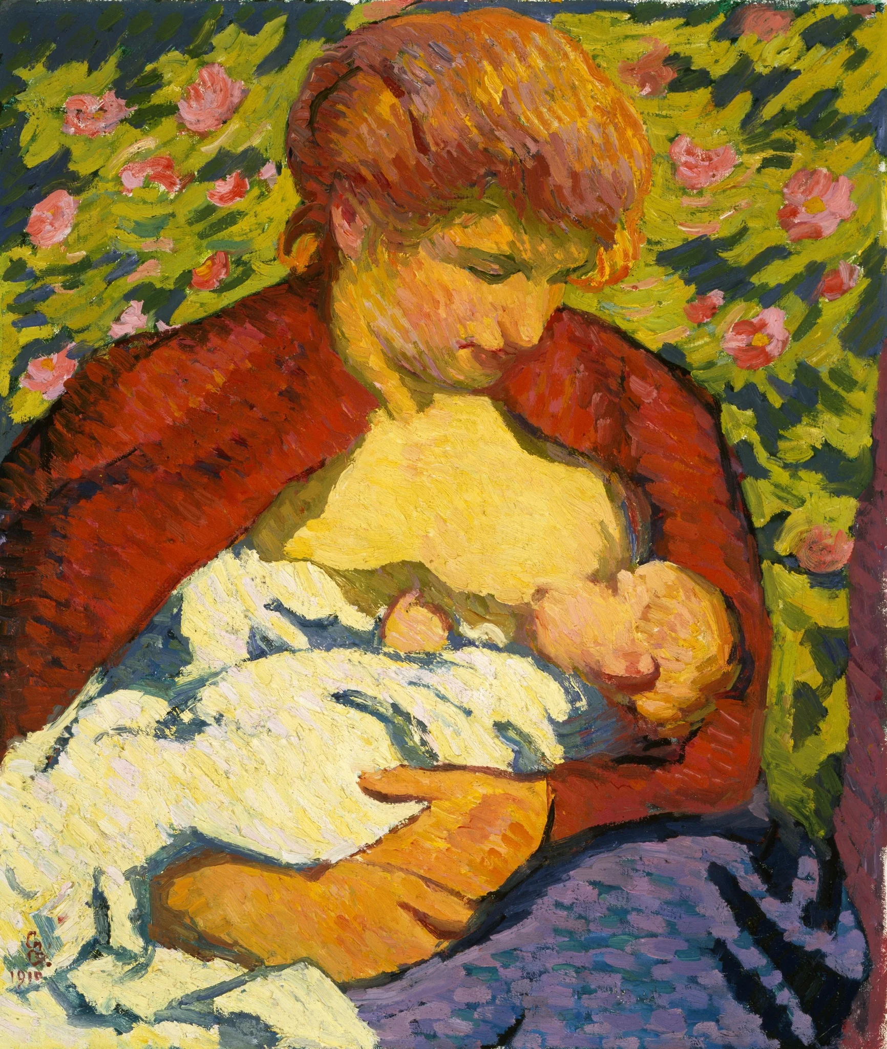 Young Mother, by Giovanni Giacometti, oil, 1910