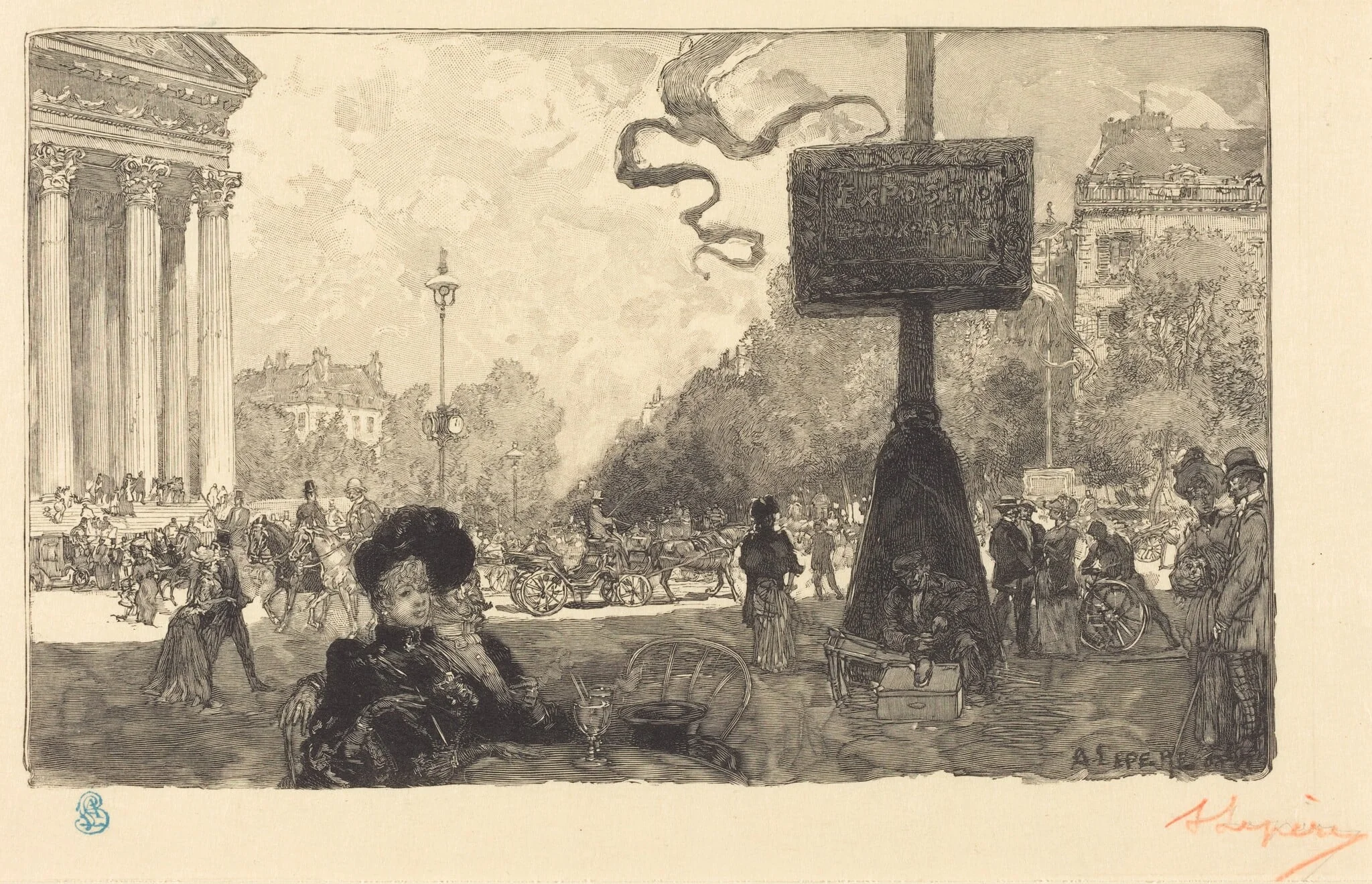 Corner of the Rue Royale (Coin de la rue royale), by Auguste Lepère, ink, 1890