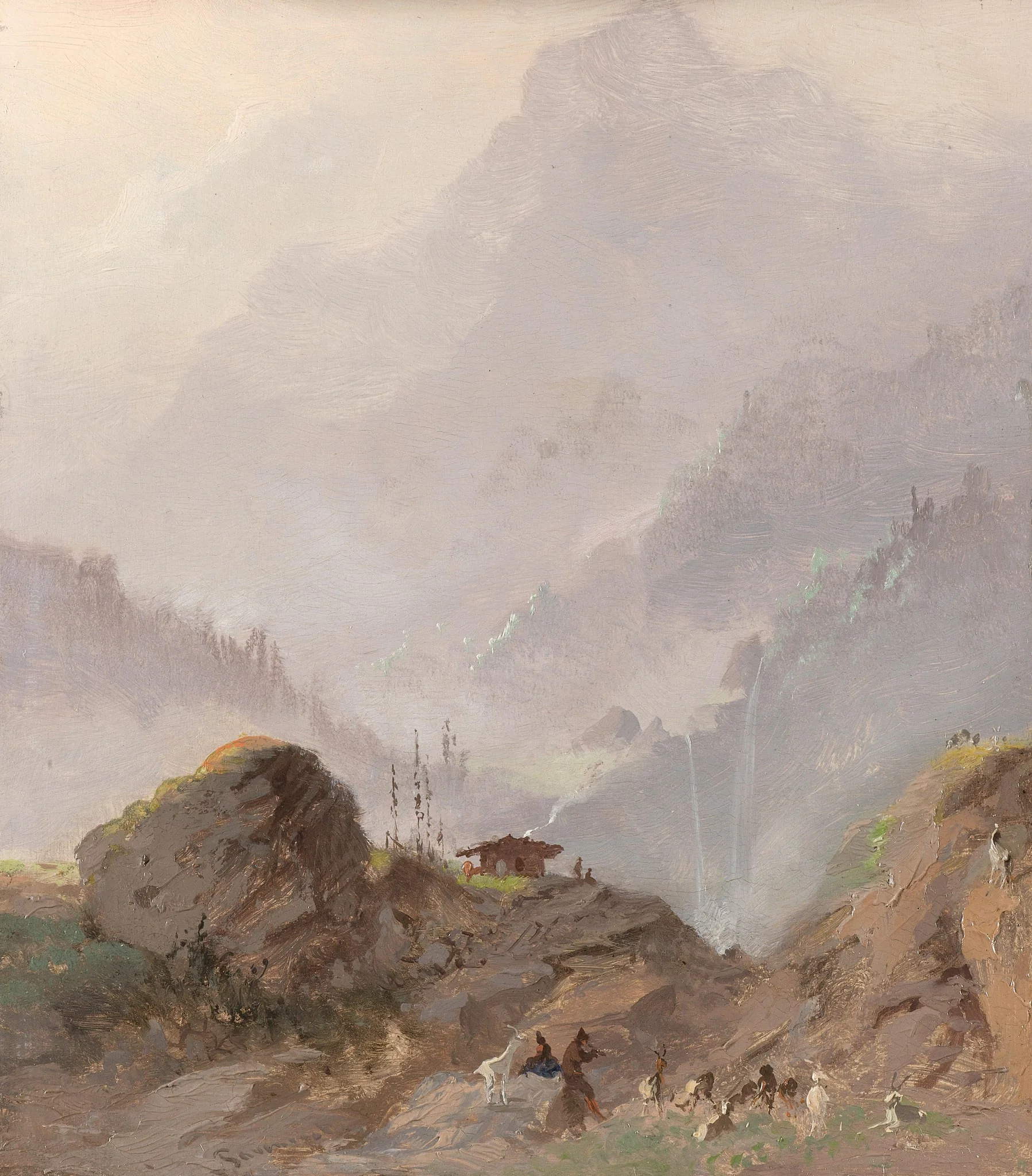Berglandschap in Tirol met gemzen, by Johannes Tavenraat, unspecified, 1858