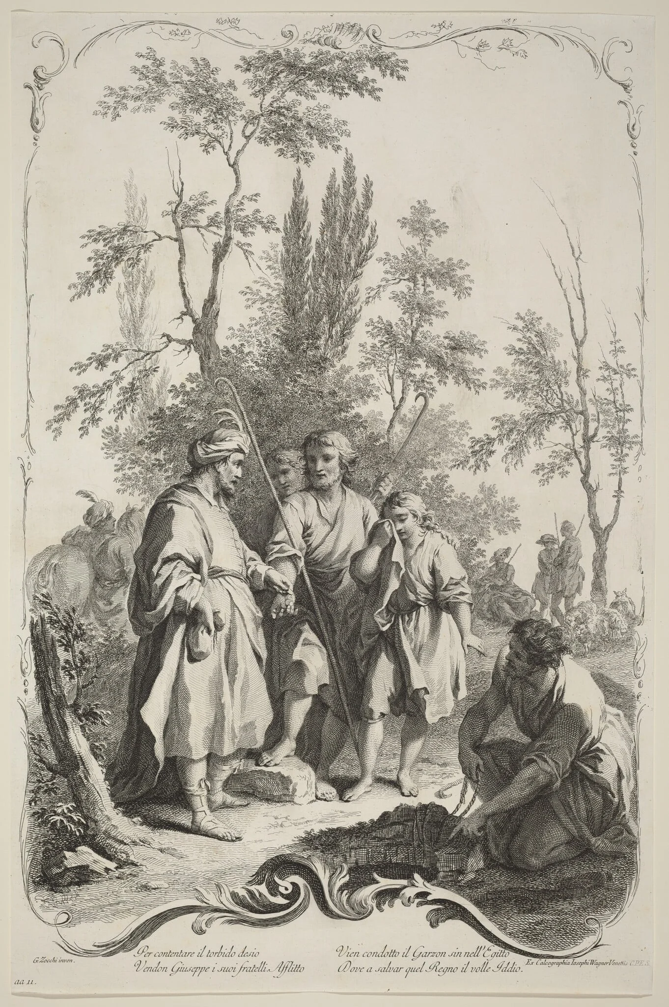 Joseph and His Brothers, by Joseph Wagner, ink, 1745