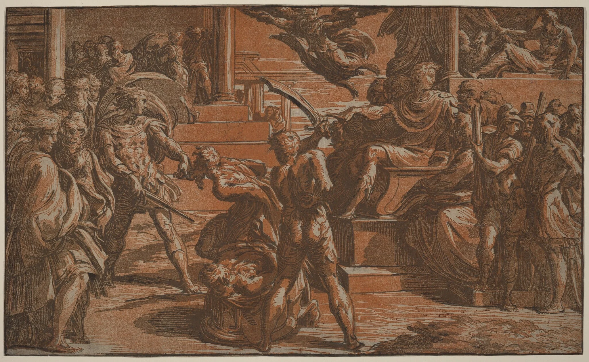 The Martyrdom of Two Saints, by Antonio da Trento, ink, 1530