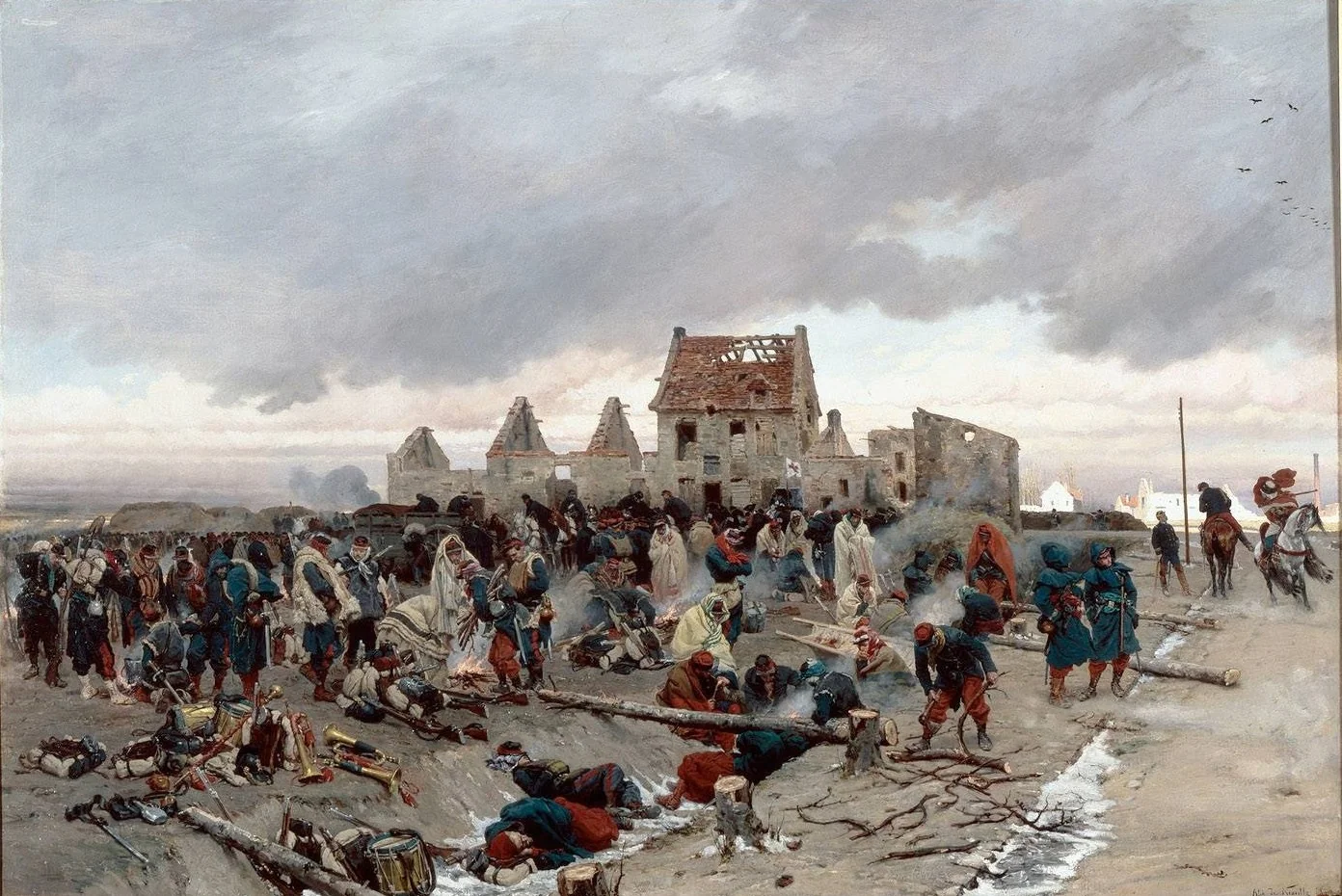 Bivouac après le combat du Bourget, 21 décembre 1870, by Alphonse de Neuville, oil, 1872