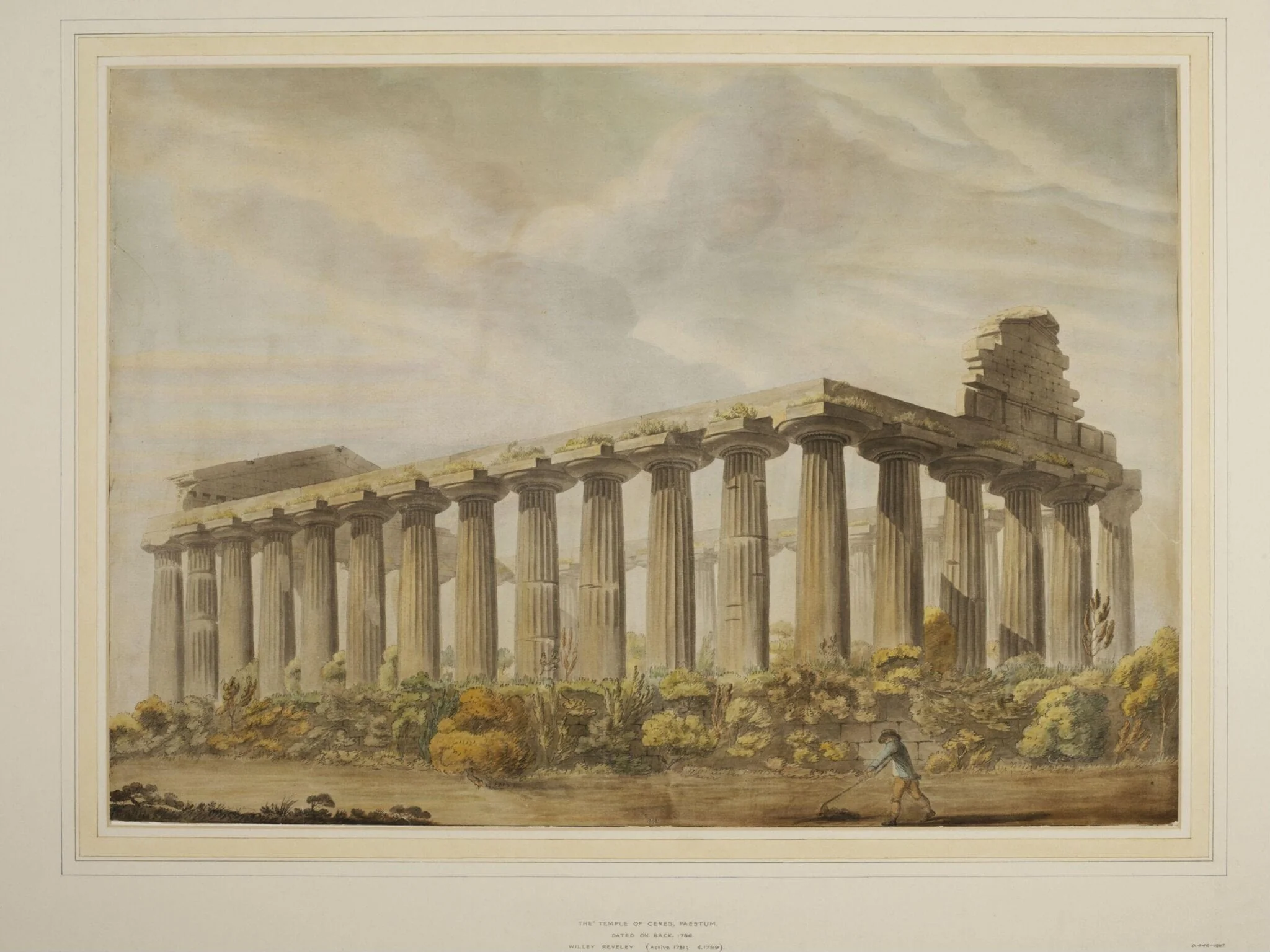 The Temple of Neptune, Paestum, by Willey Reveley, watercolor, 1790