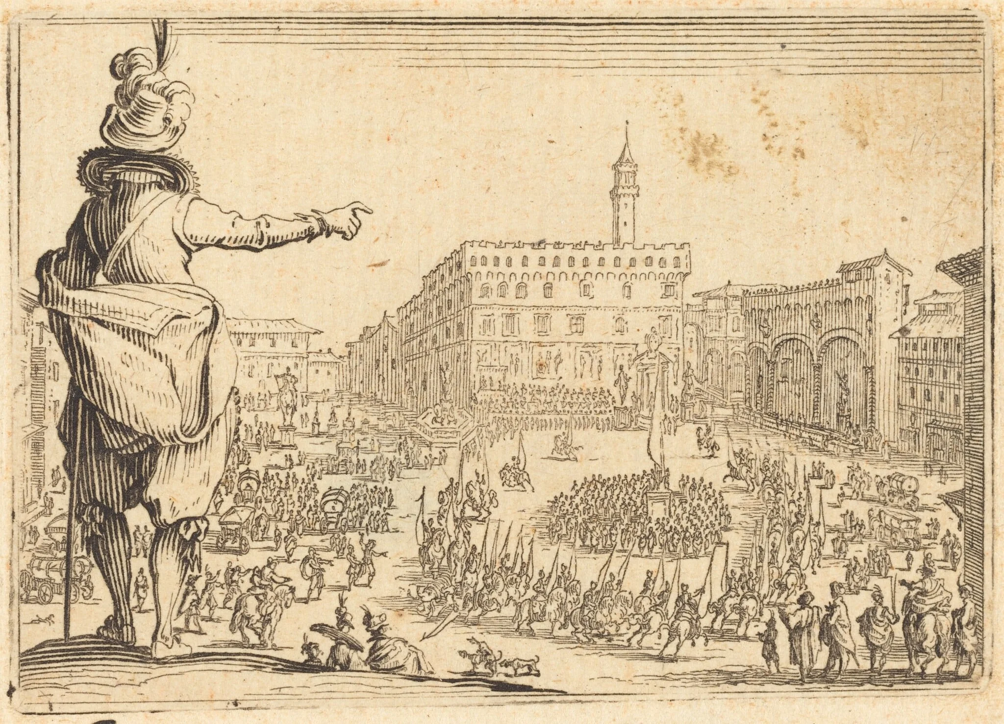 Piazza della Signoria, Florence, by Jacques Callot, ink, 1622