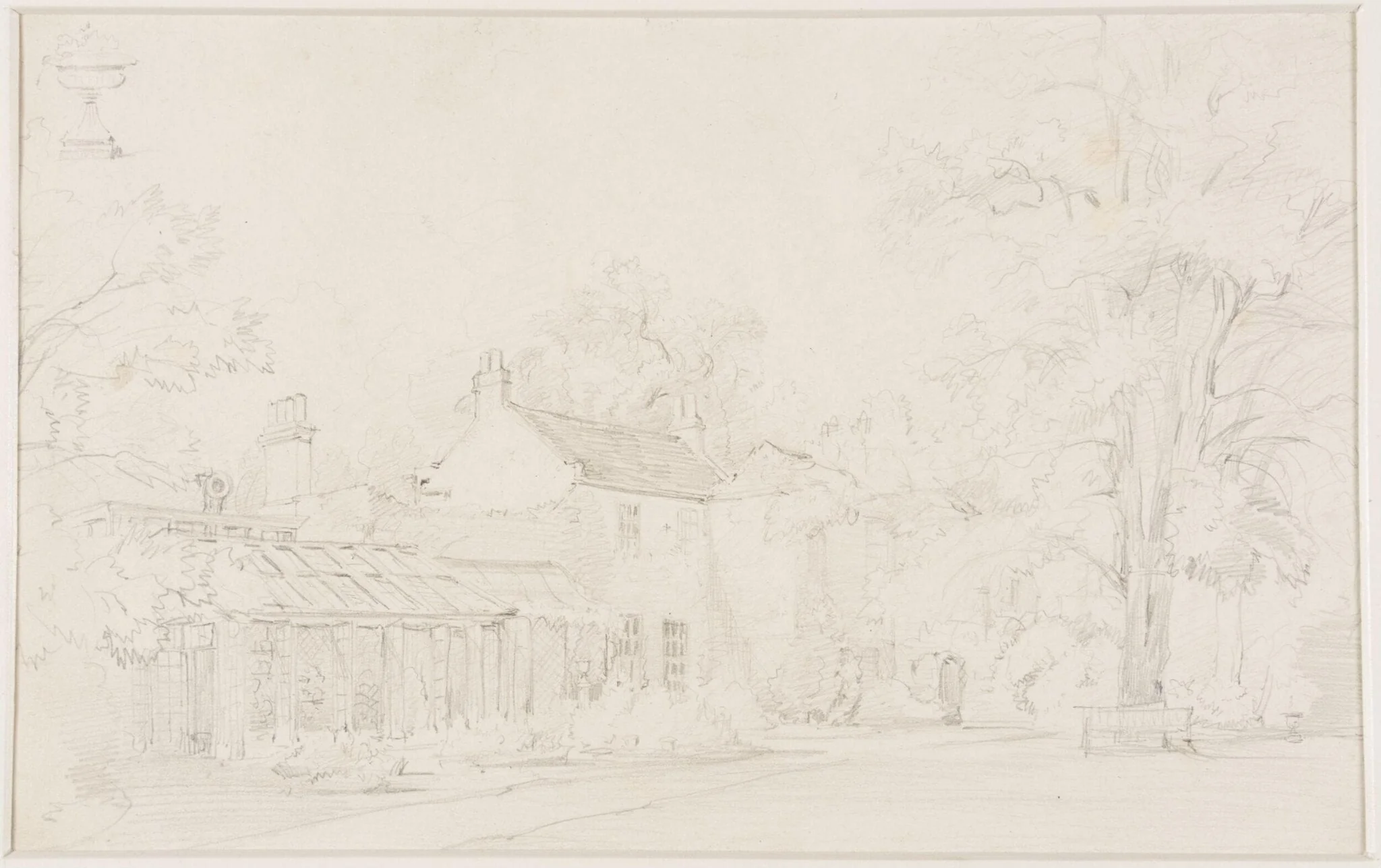 A house, with trees