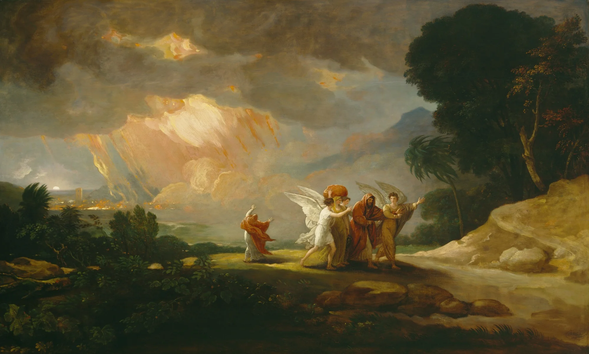 Lot Fleeing from Sodom, by Benjamin West, unspecified, 1810