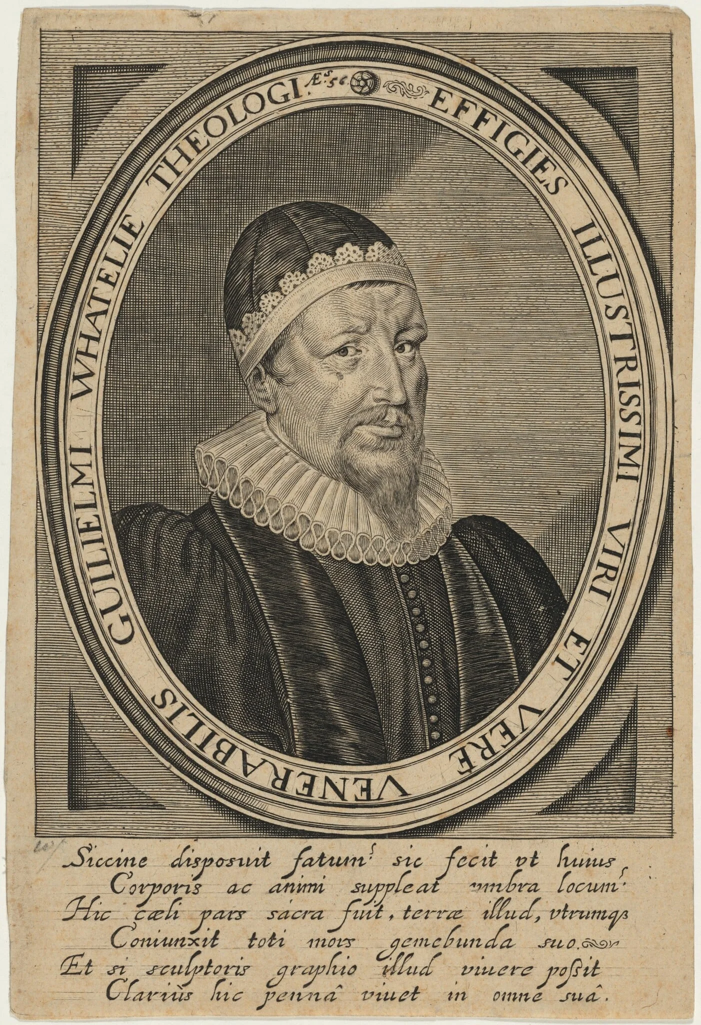 William Whateley, Puritan Vicar of Banbury, by Unknown 19th Century, ink, 1647