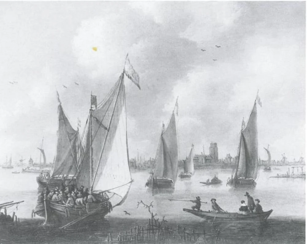 Harbour Scene, by Unknown, oil, 1649