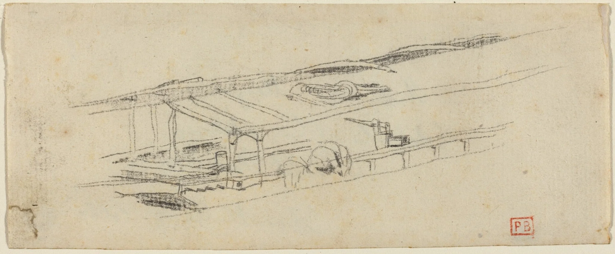 Study for "Le Petit Pont", by Charles Meryon, graphite, 1850