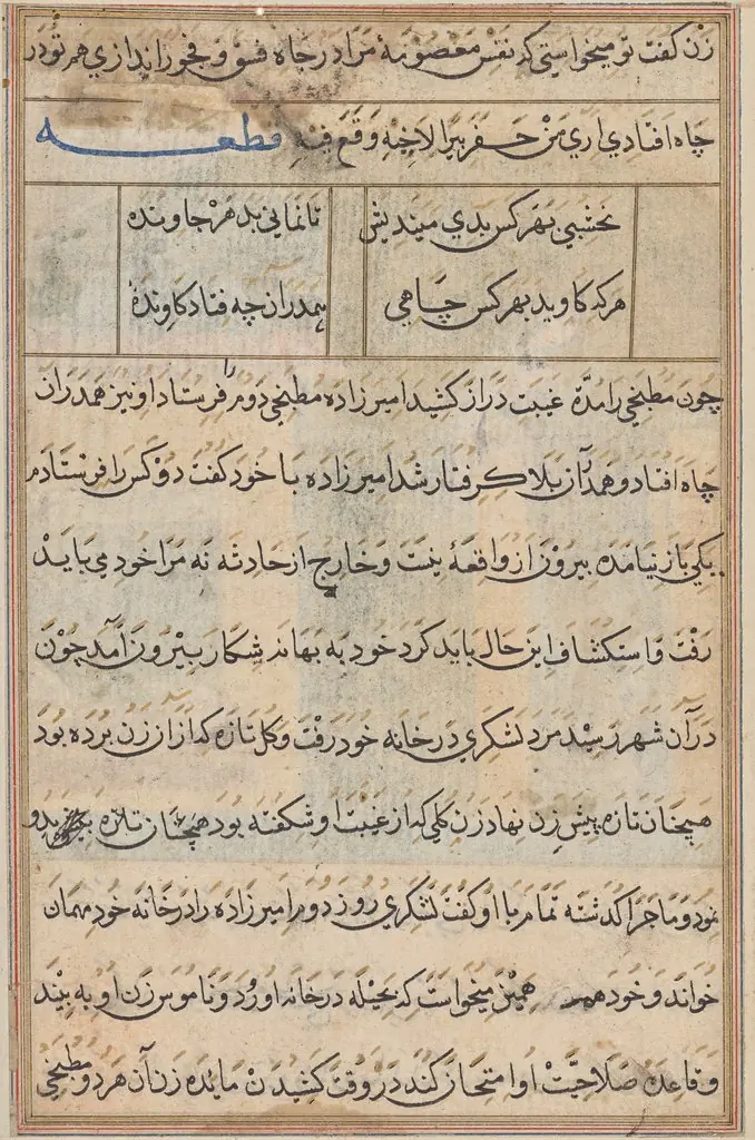 Page from Tales of a Parrot (Tuti-nama): text page