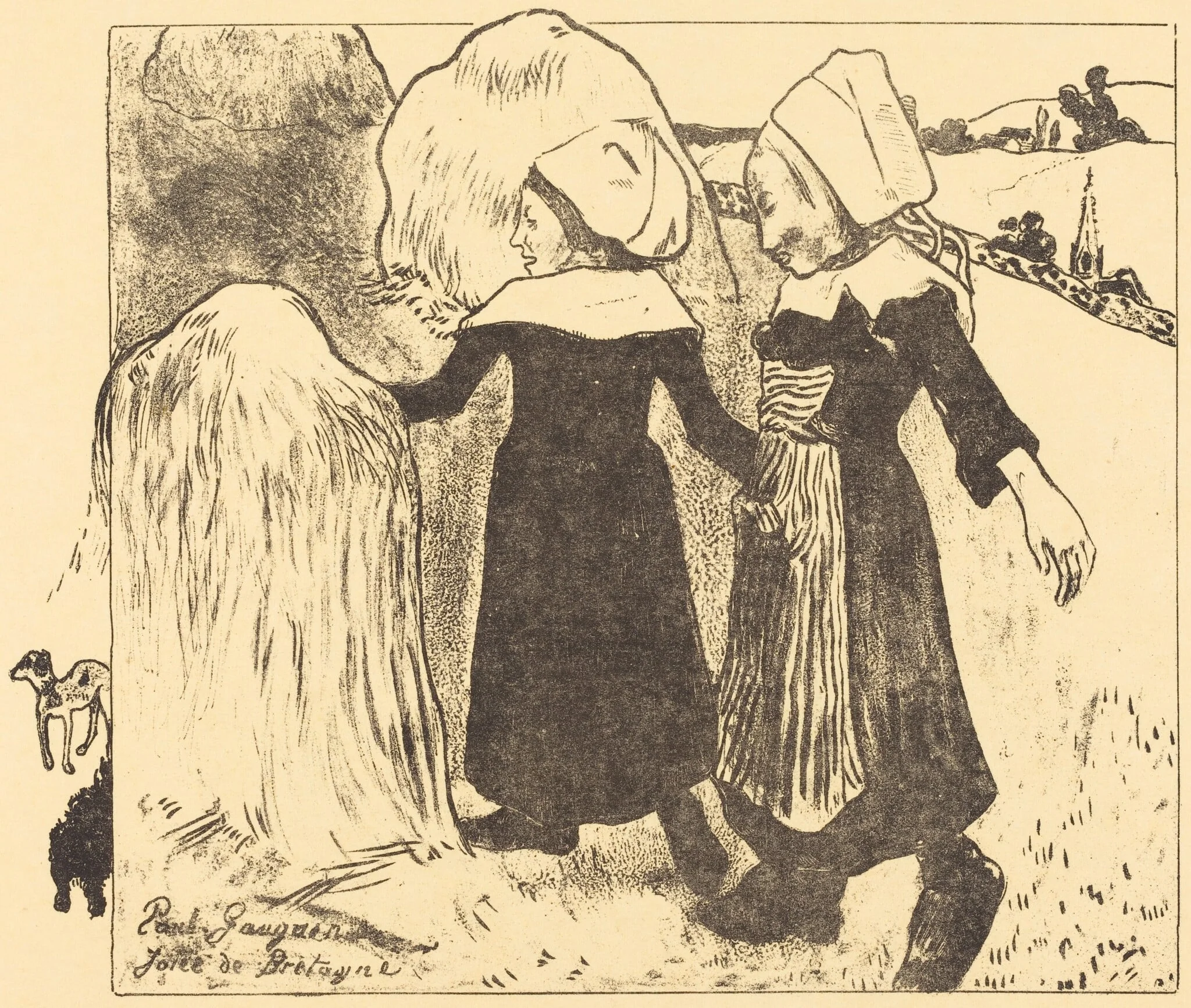 Pleasures of Brittany (Joies de Bretagne), by Paul Gauguin, ink, 1889
