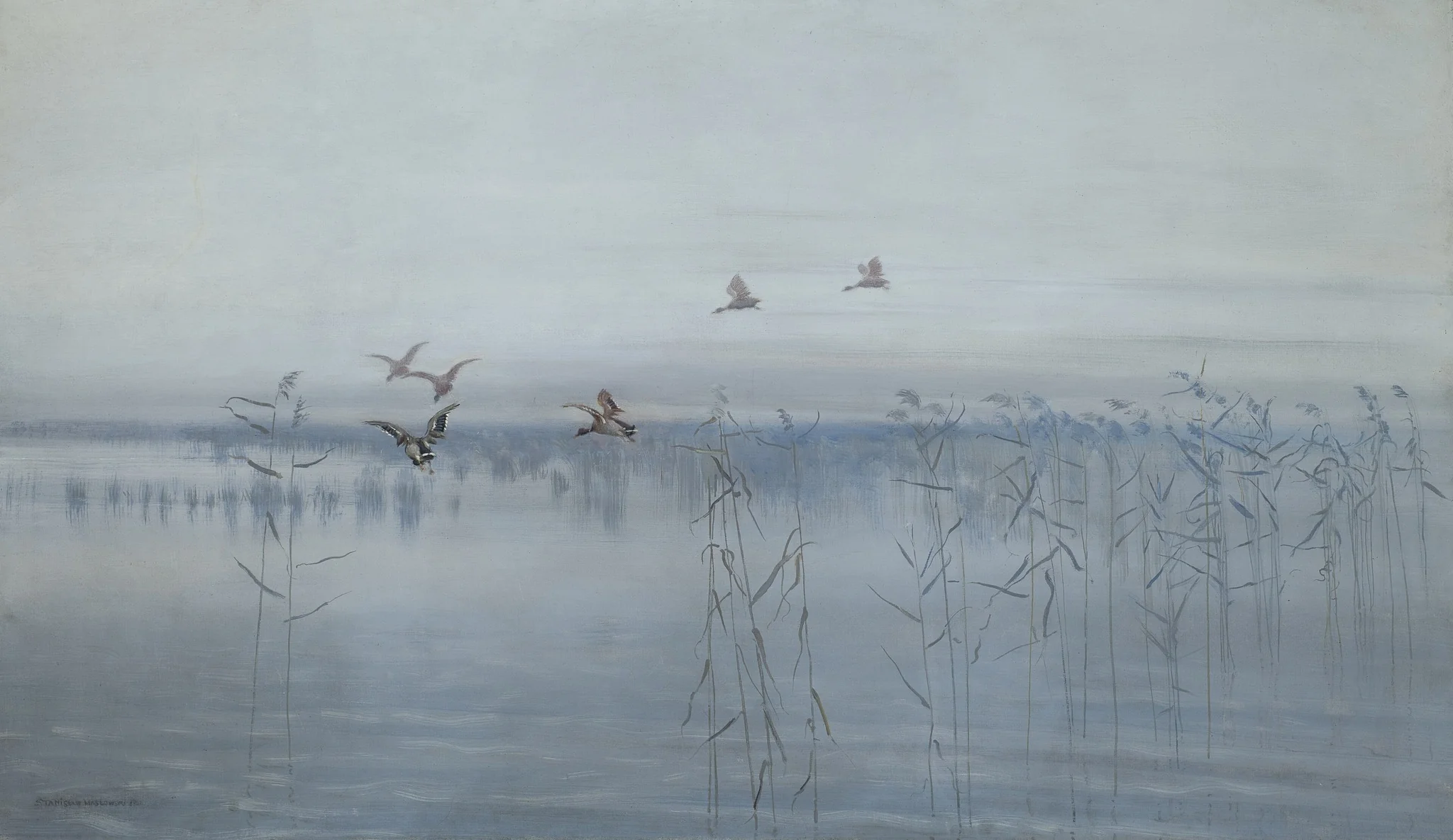 Ducks over Swamps, by Stanisław Masłowski, oil, 1896