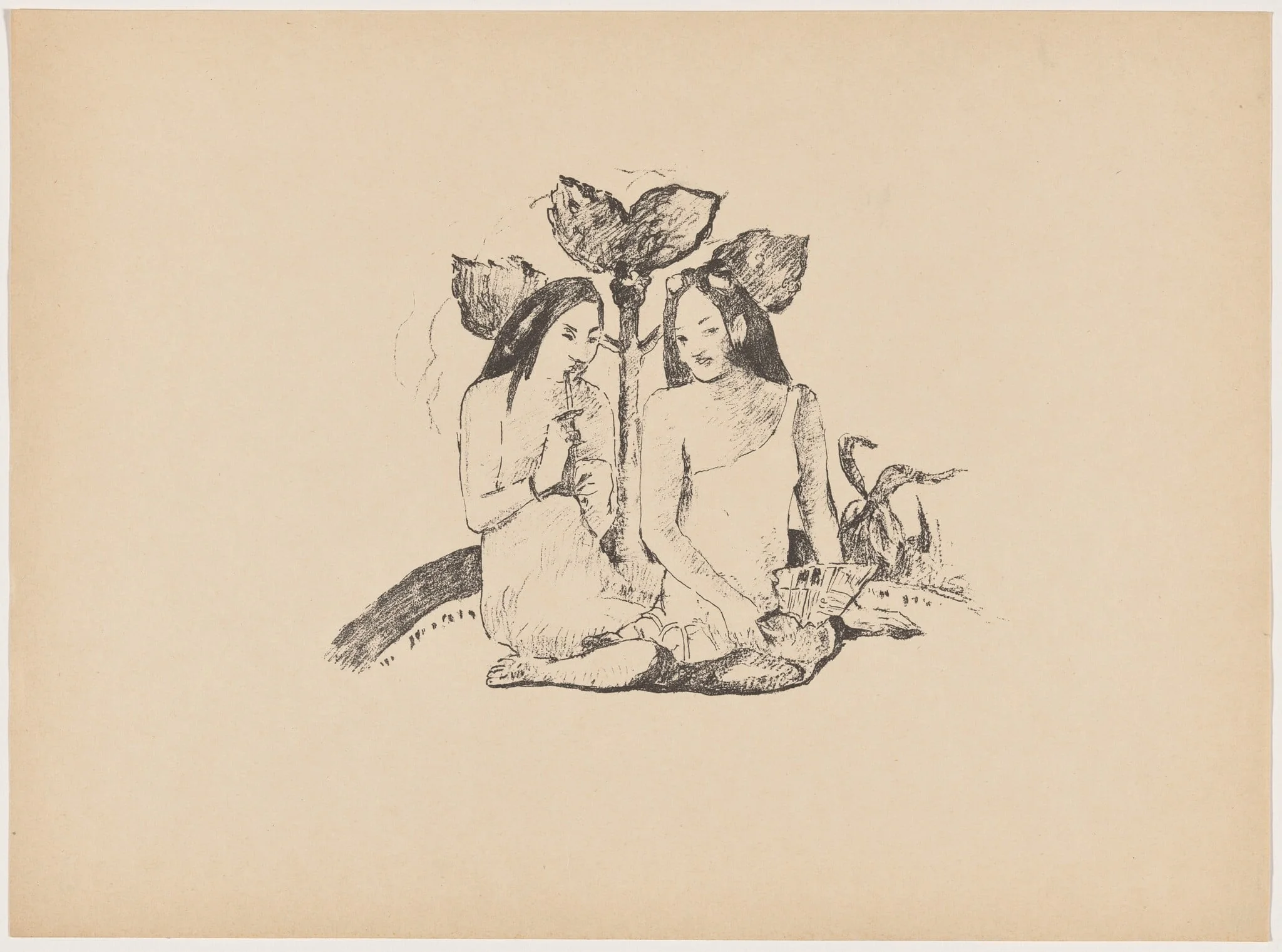 Tahiti, by French 19th Century, ink, 1895