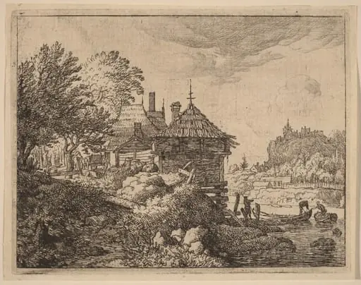 Two Boats Approaching a Hut