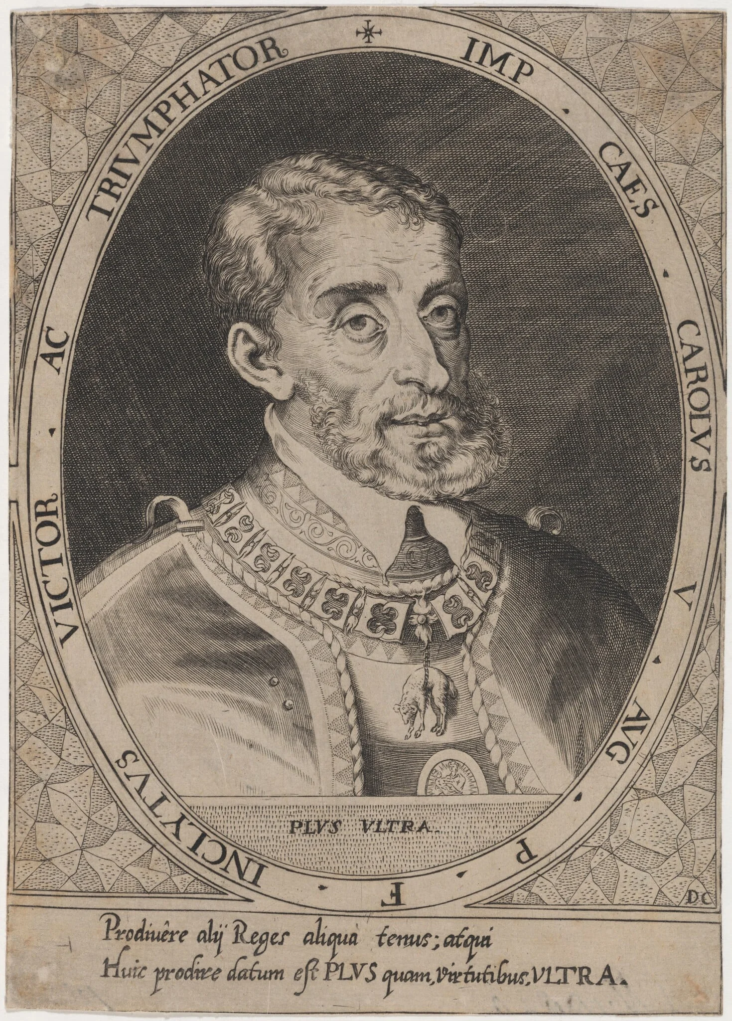 Emperor Charles V, by Dominicus Custos, ink, 1600