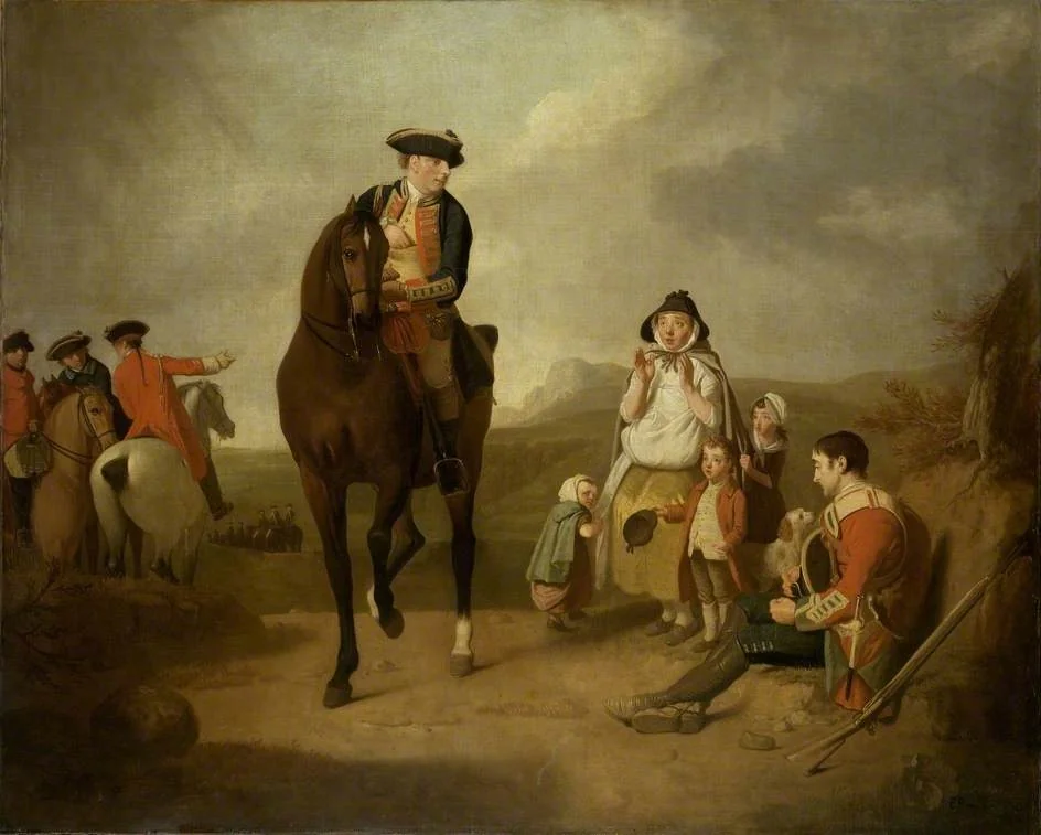 The Marquis of Granby giving Alms to a sick Soldier and his Family, by Edward Penny, oil, 1764