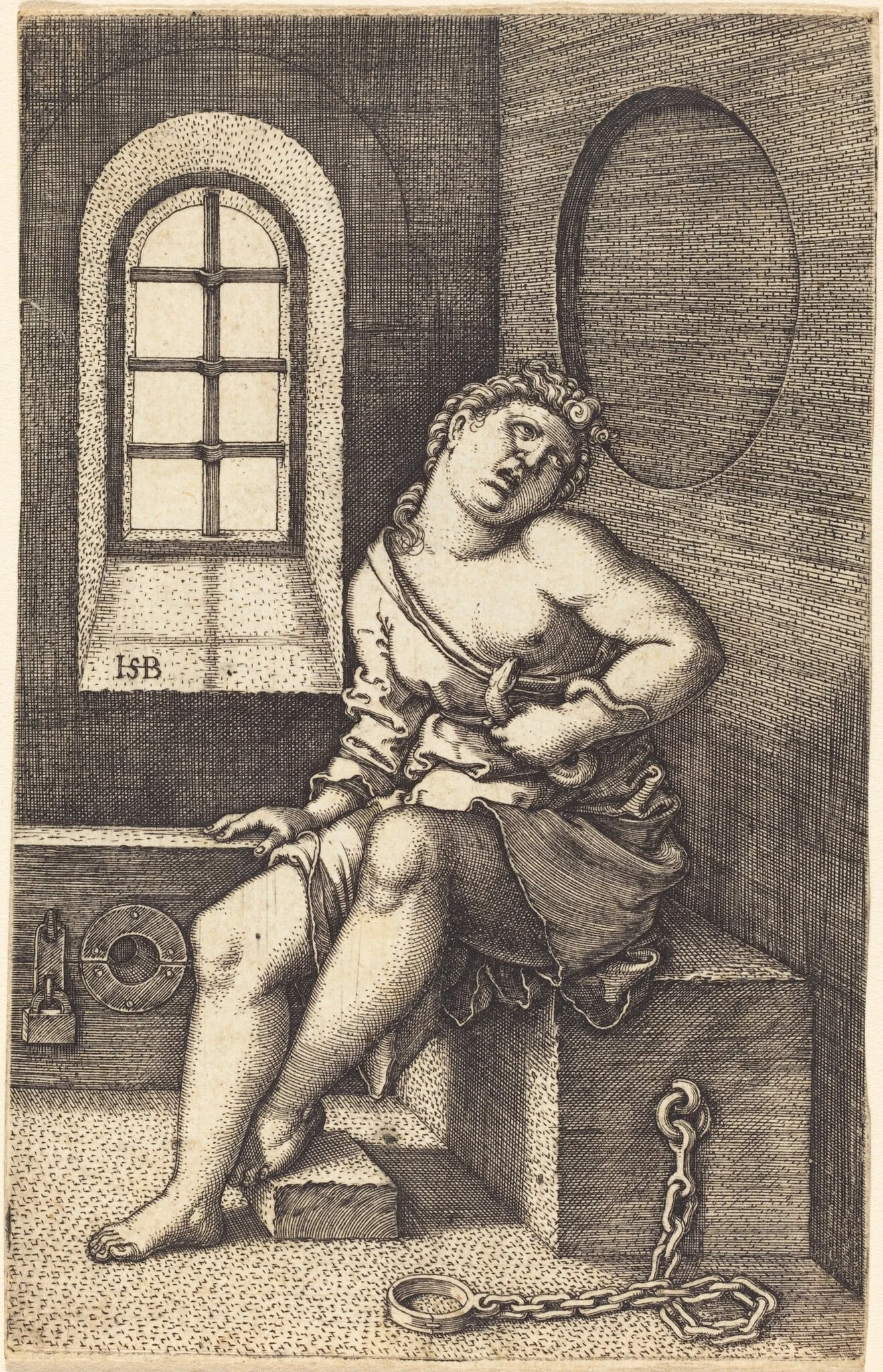 Cleopatra Seated, by Sebald Beham, ink, 1542