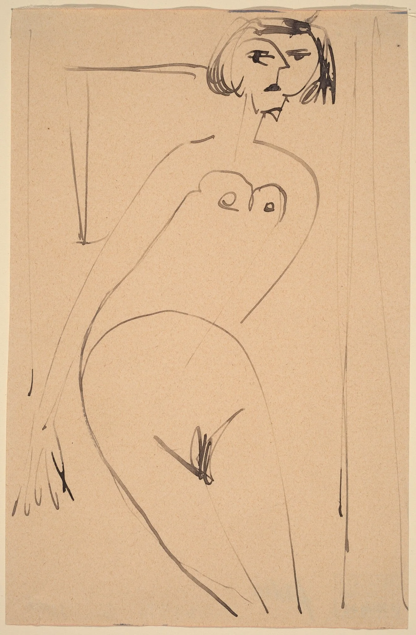 Nude, by Ernst Ludwig Kirchner, ink, 1909