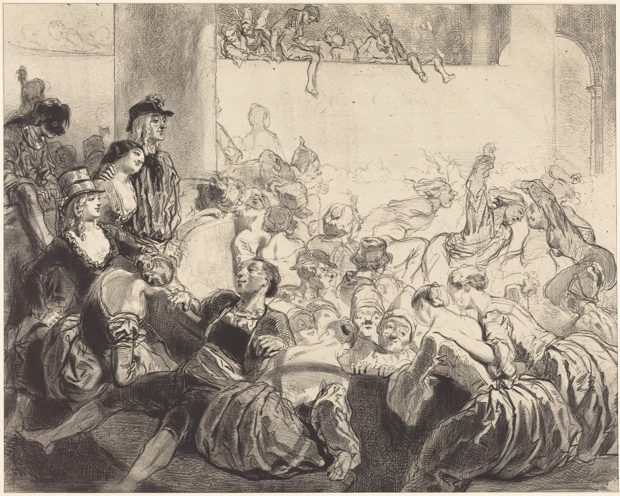 The Masked Ball, by Paul Gavarni, ink, 1835