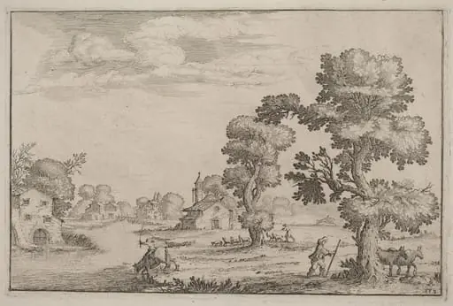 Lakeside Village with Herdsmen