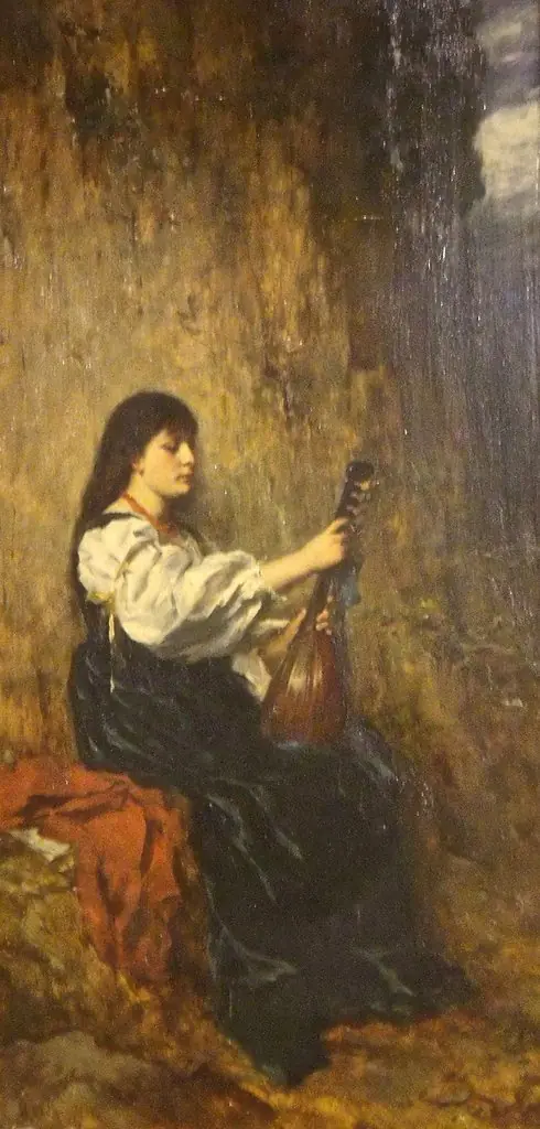 Girl Seated with Mandolin