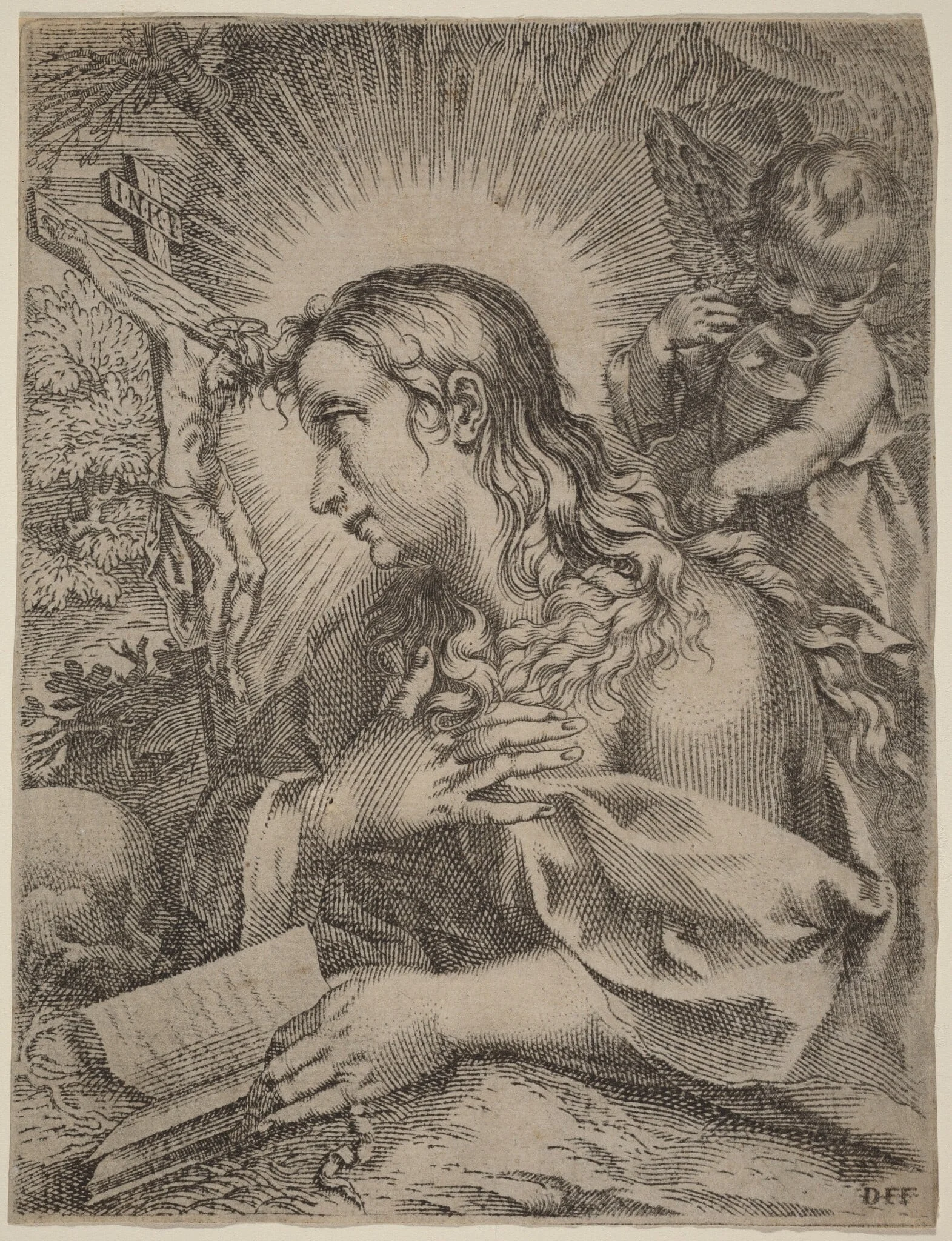 The Penitent Magdalene, by Domenico Falcini, ink, 1601