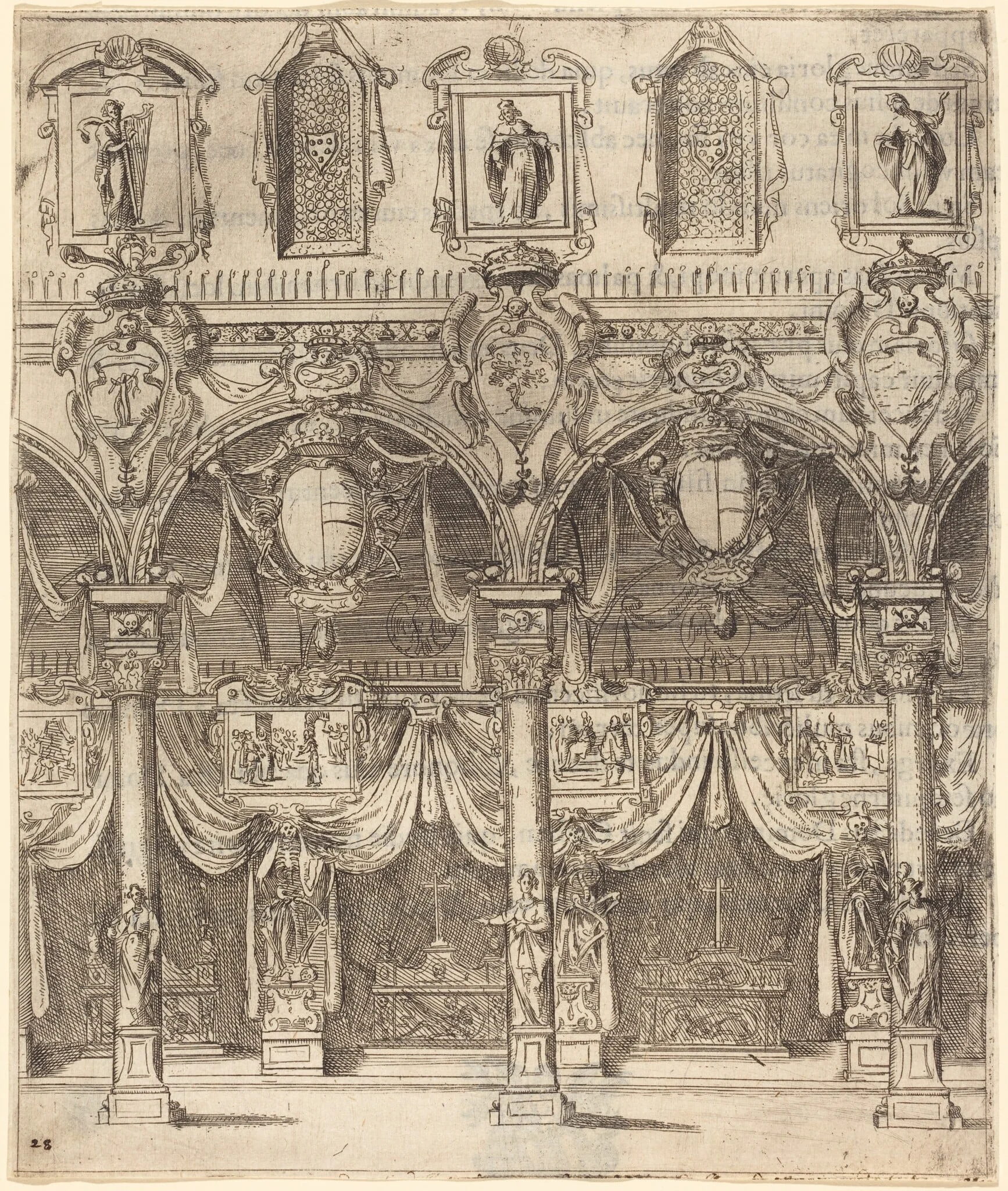 Side Aisle of San Lorenzo, Florence, by Jacques Callot, ink, 1612
