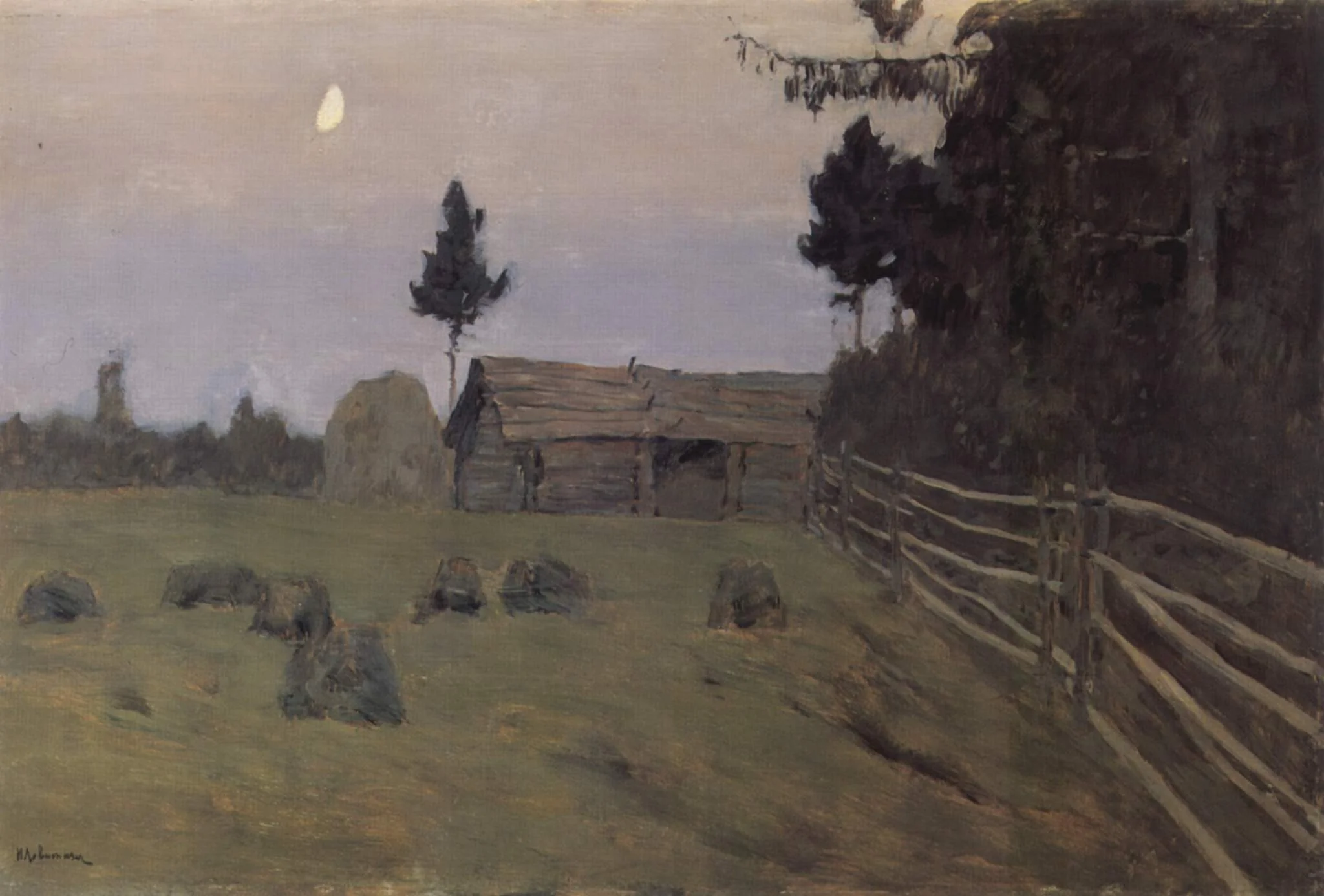 Twilight, by Isaac Levitan, oil, 1900