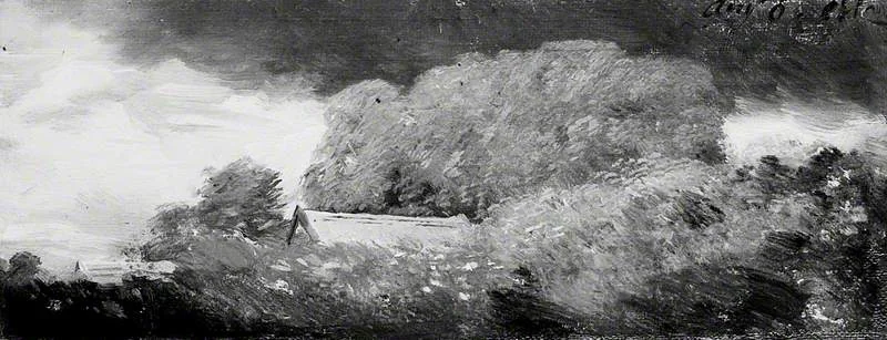 Landscape with Trees and Cottages under a Lowering Sky