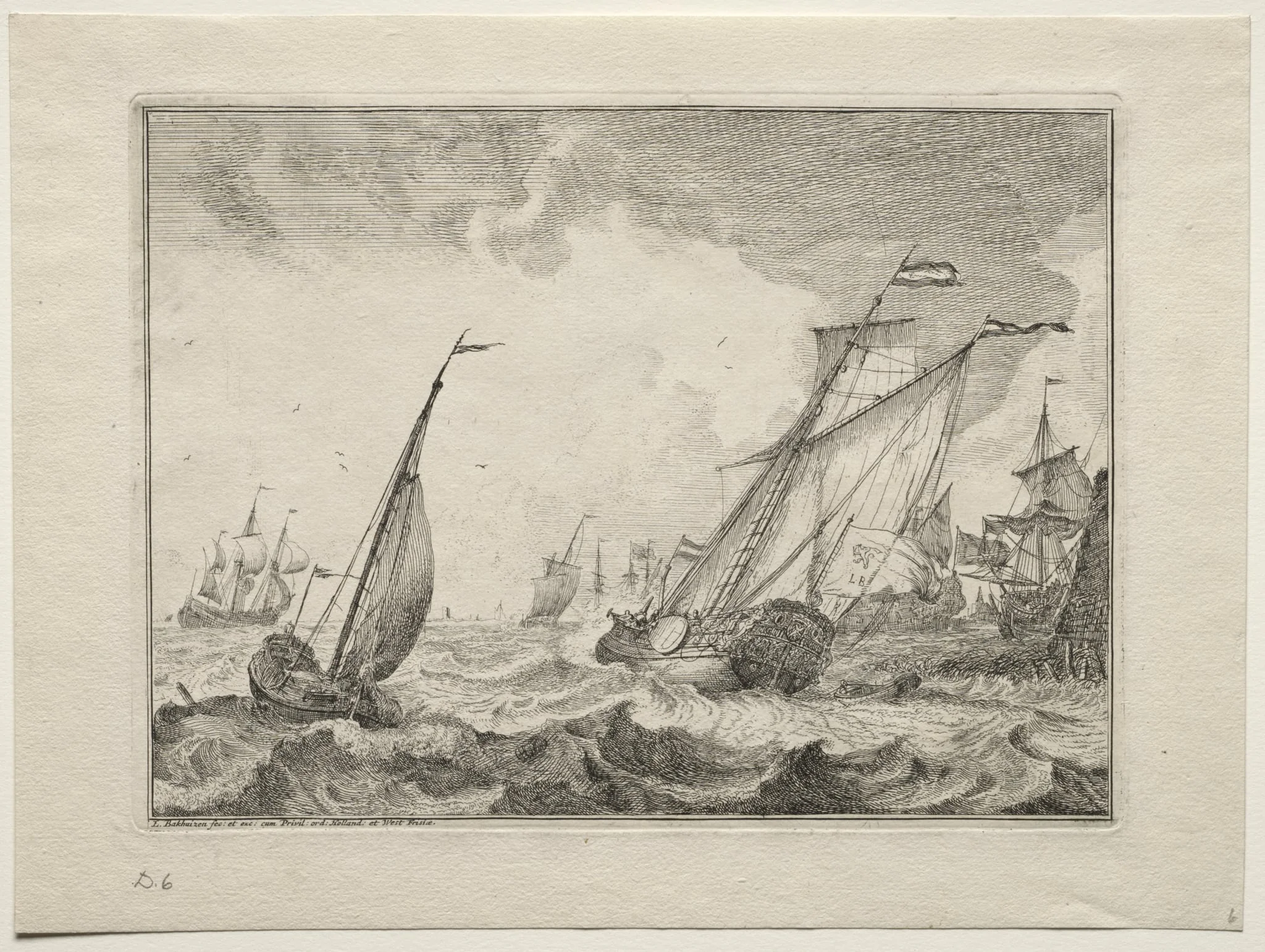 Ships in a Gale, by Ludolf Bakhuizen, 1701
