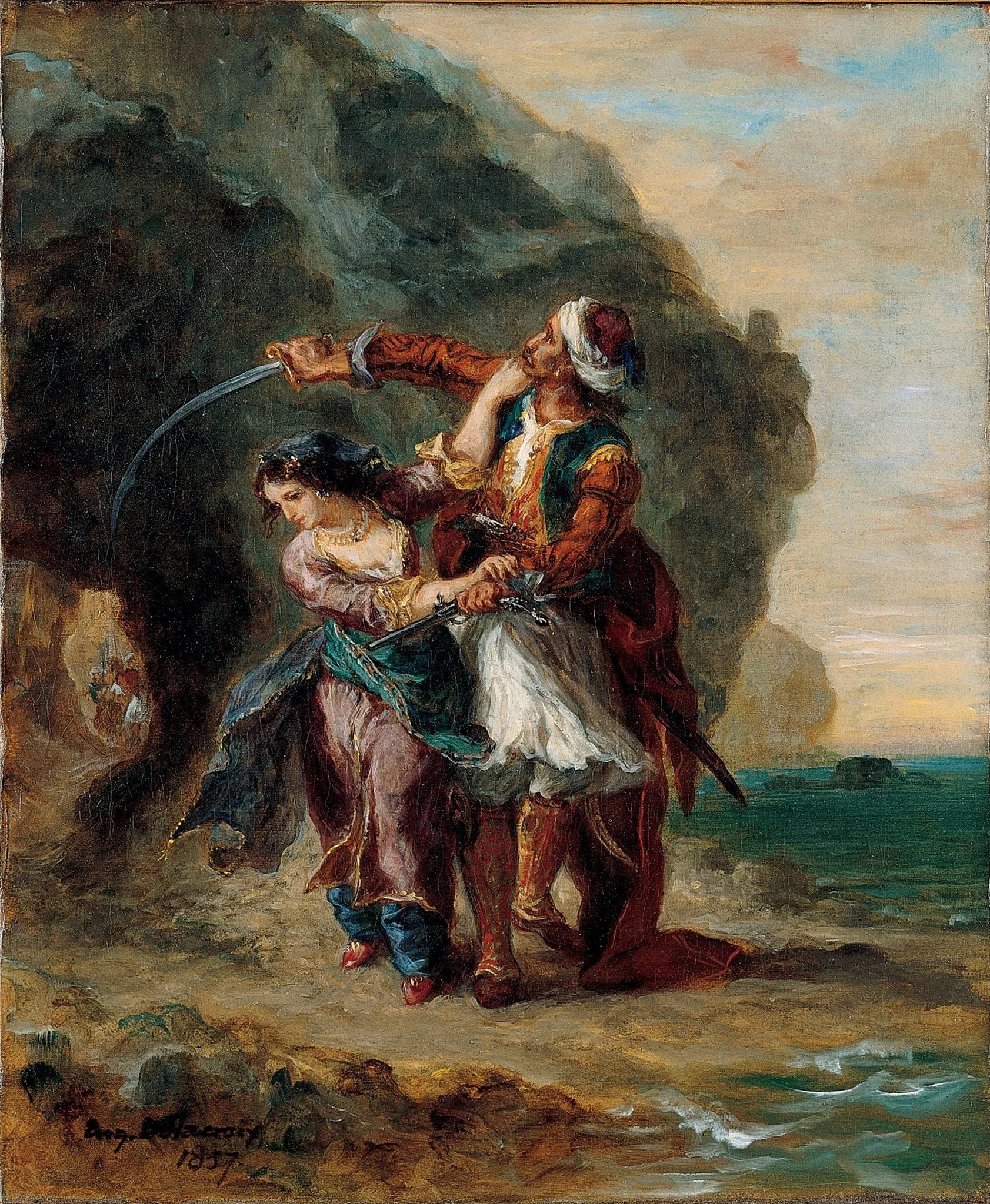 Selim and Zuleika, by Eugène Delacroix, oil, 1857