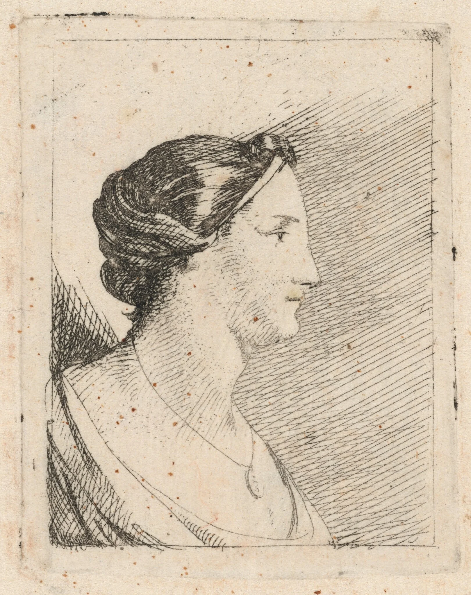 Bust of a Woman, by Johann Heinrich Schönfeld, ink, 1626
