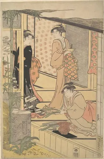 細田栄之画  正月準備|Preparing New Year Decorations