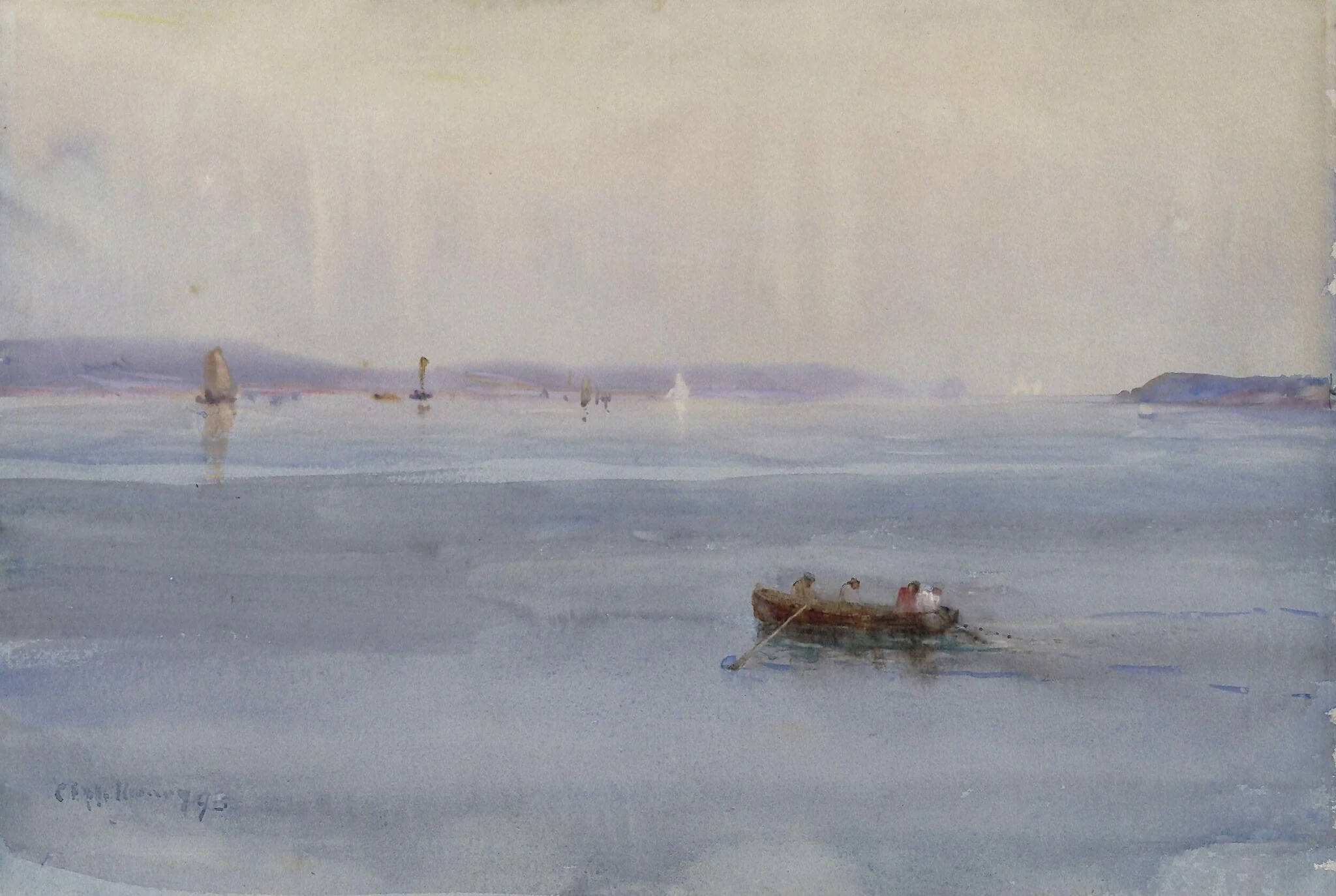Entrance to Poole Harbour after Rain, by Charles Edward Holloway, watercolor, 1893