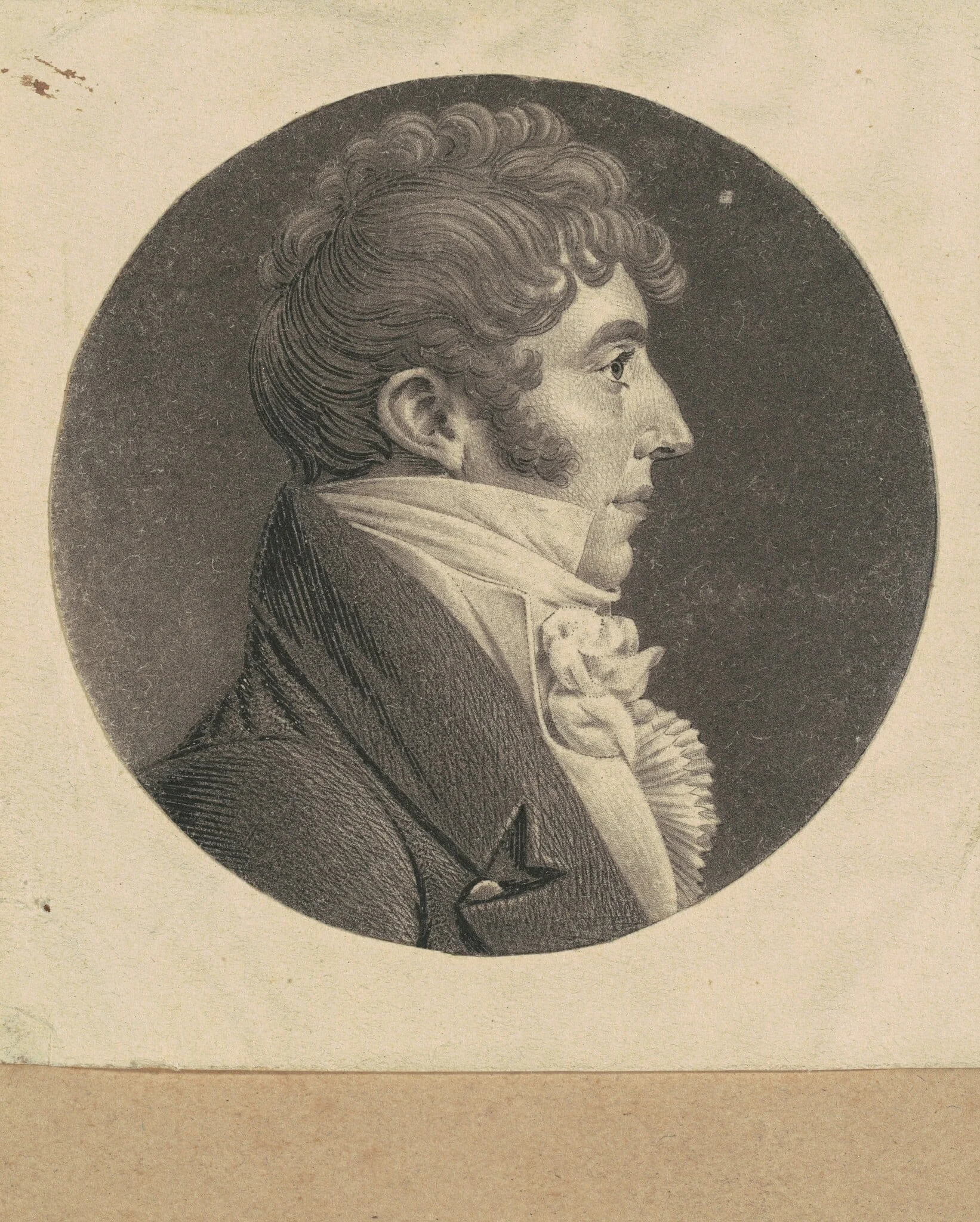 Unidentified Man, by Charles Balthazar Julien Févret de Saint-Mémin, ink, 1808